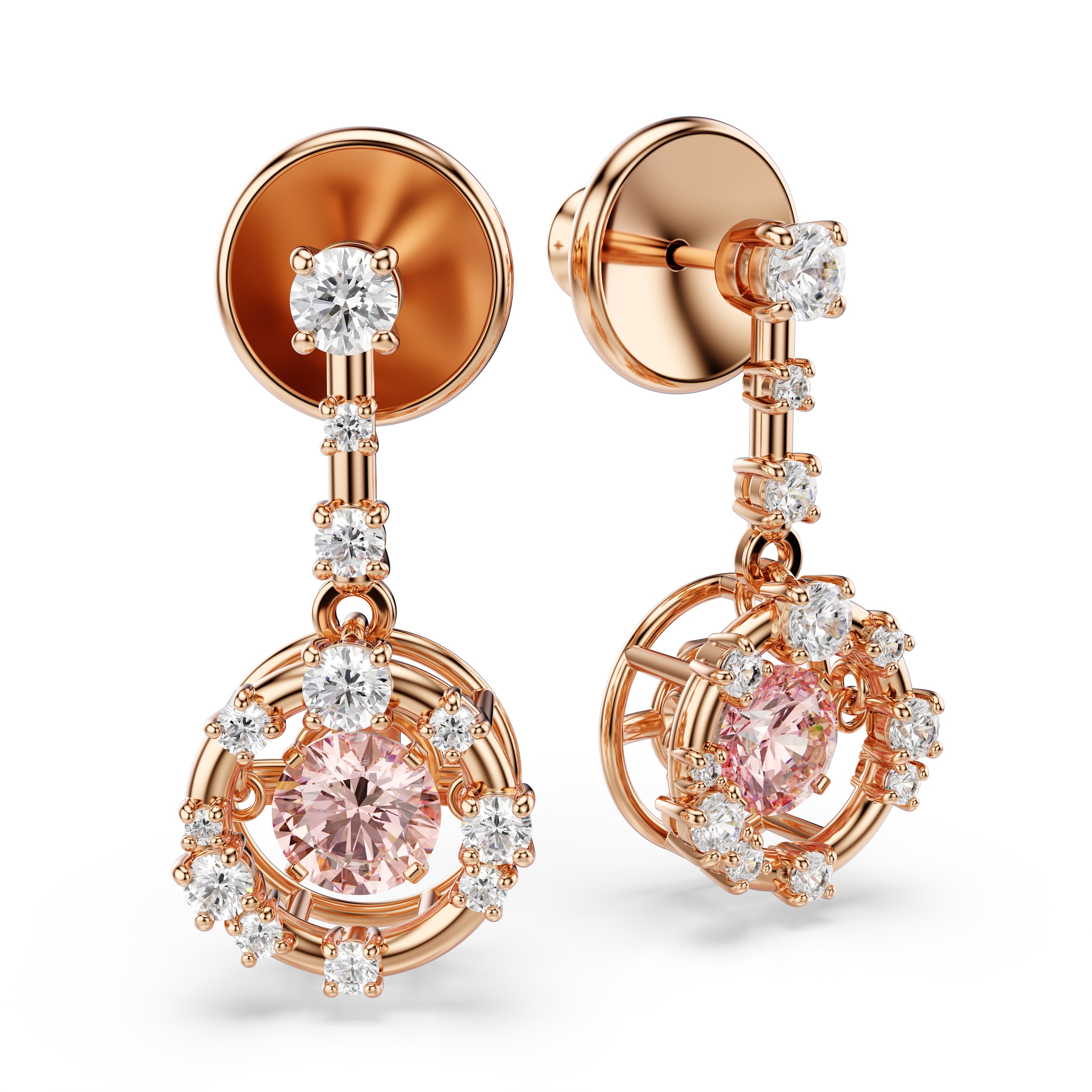 Paar Ohrhänger SWAROVSKI "Schmuck Geschenk Constella Ohrringe Dancing Stone", roségoldfarben, metallfarben, kristallweiß, rosa, kristallweiß, rosa, Ohrringe, Damen, Metall, mit Swarovski Kristall 2