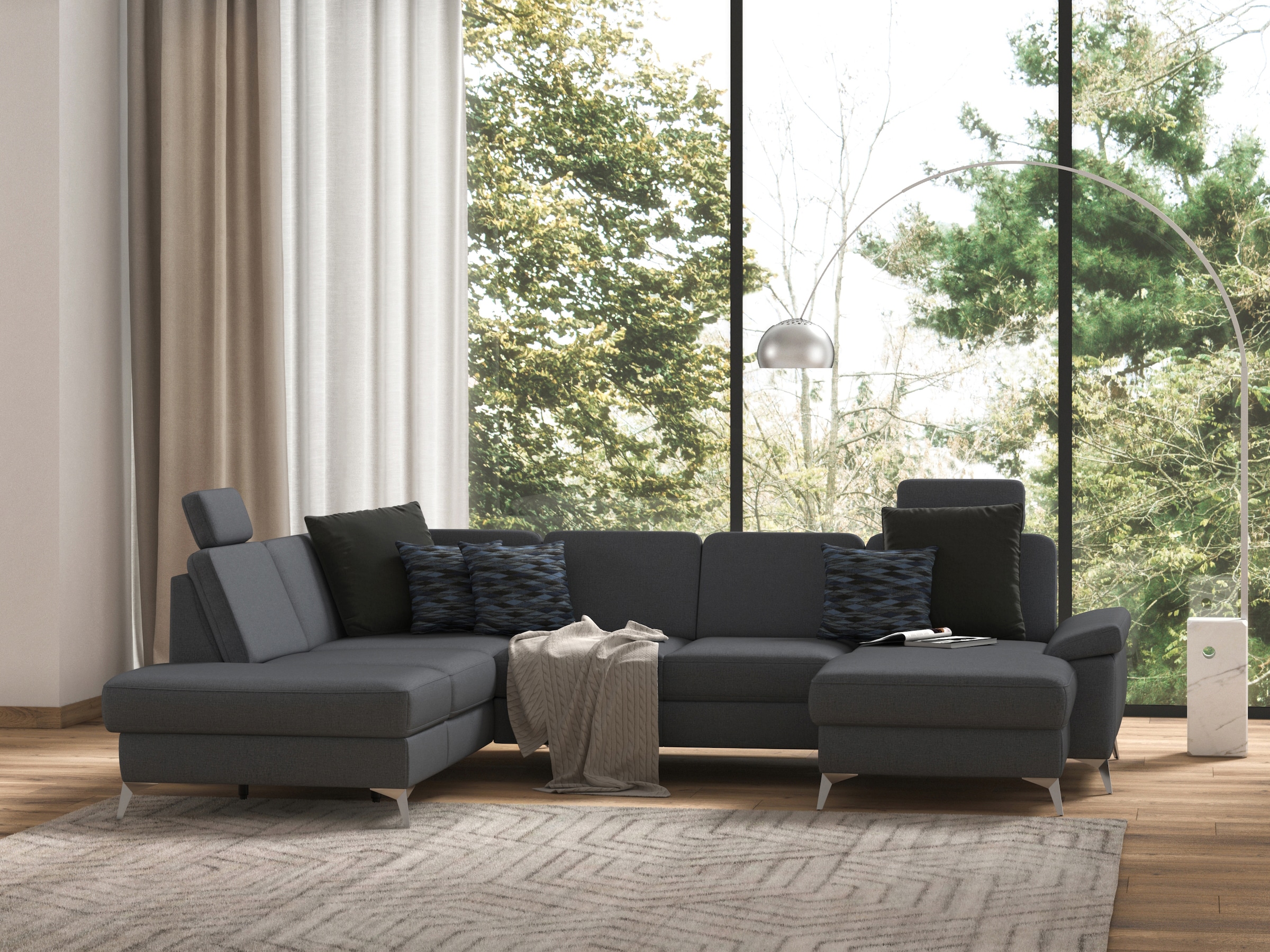 sit&more Wohnlandschaft "Padua U-Form", inklusive Sitztiefenverstellung, Ar günstig online kaufen