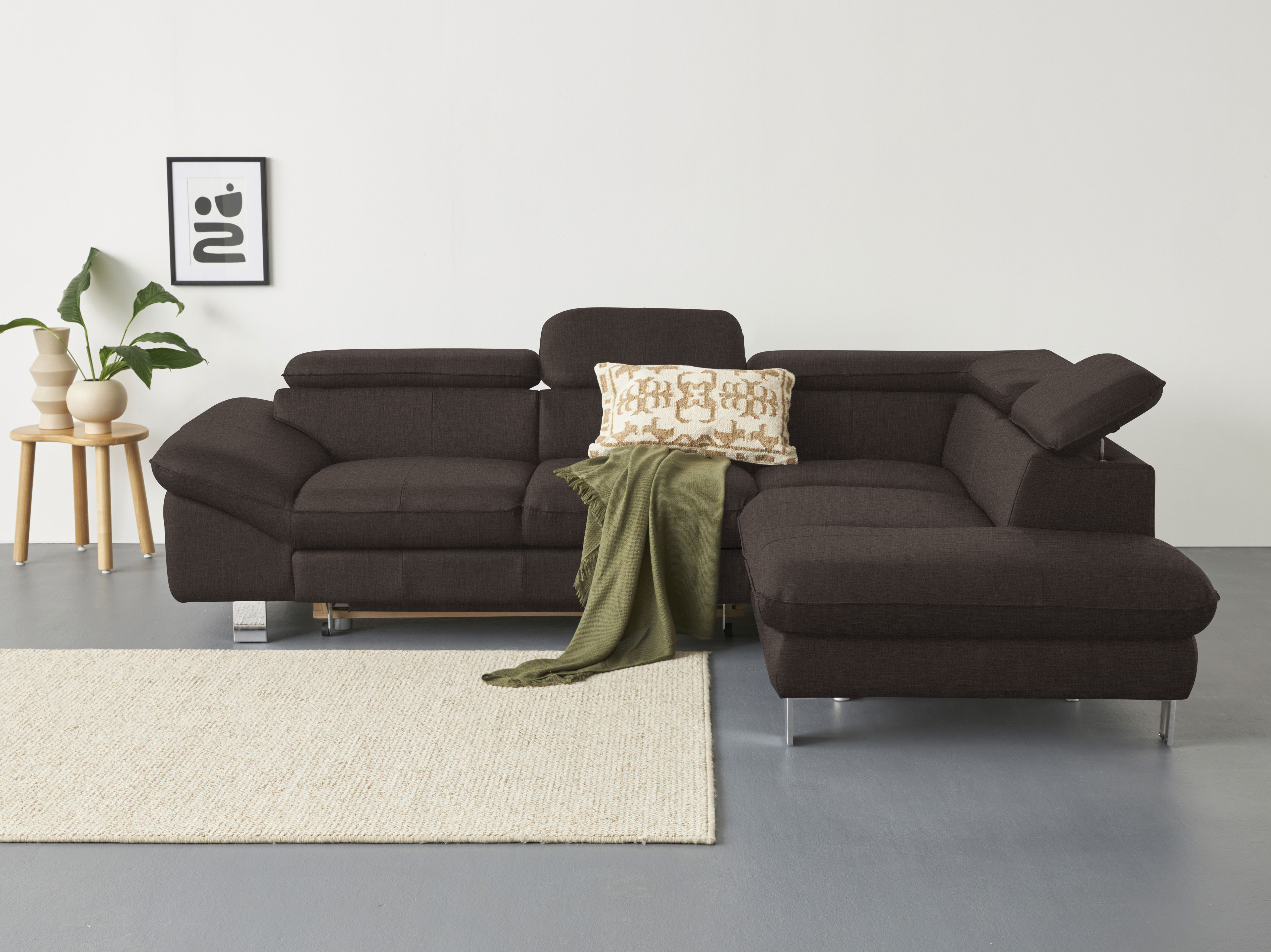 COTTA Ecksofa "Driver L-Form, B: 265cm, moderne Couch, Wellenunterfederung, inkl. 3 x" Kopfteilverstellung, optional Schlaffunktion & Bettkasten