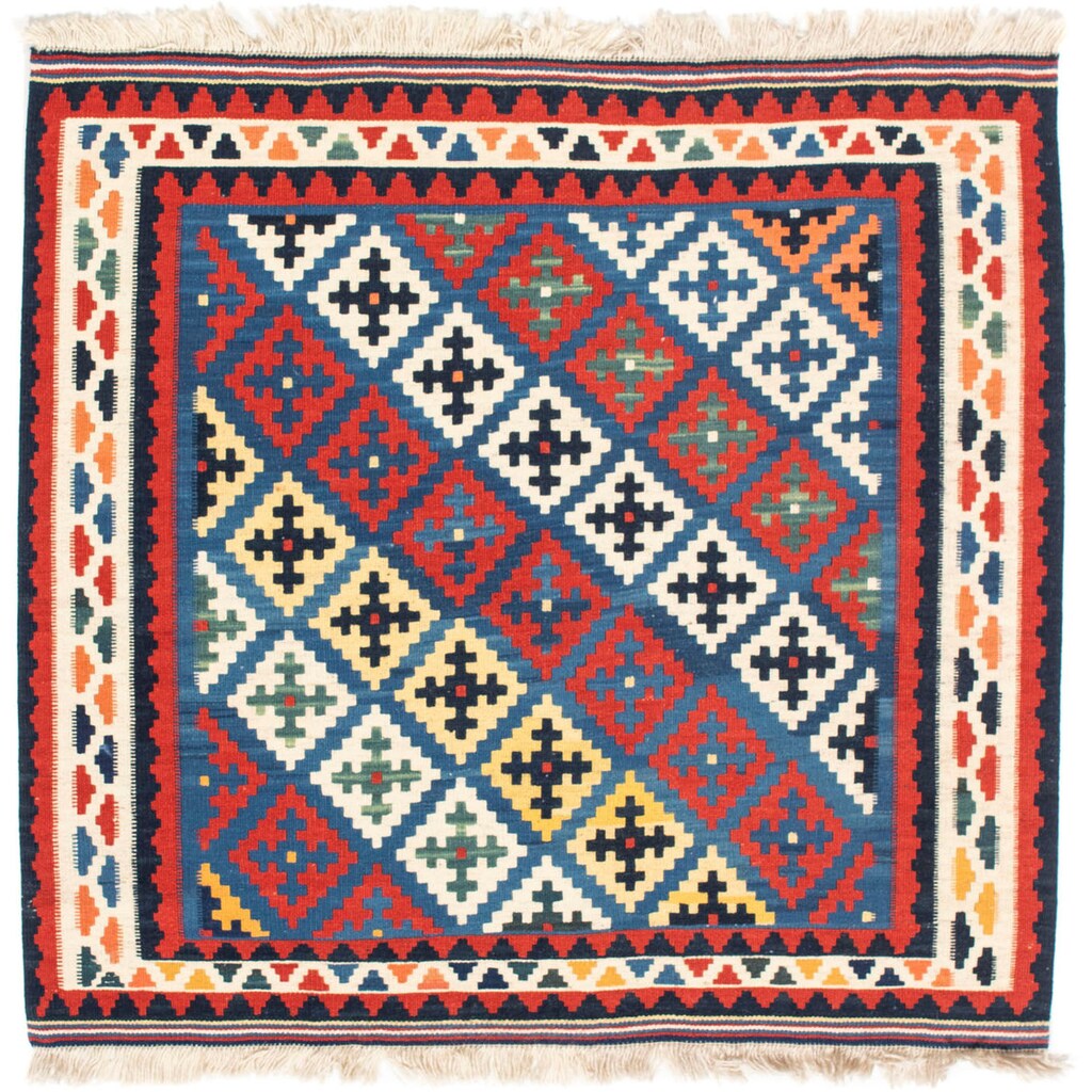 morgenland Wollteppich »Kelim Fars Durchgemustert Blu 104 x 97 cm«, quadratisch