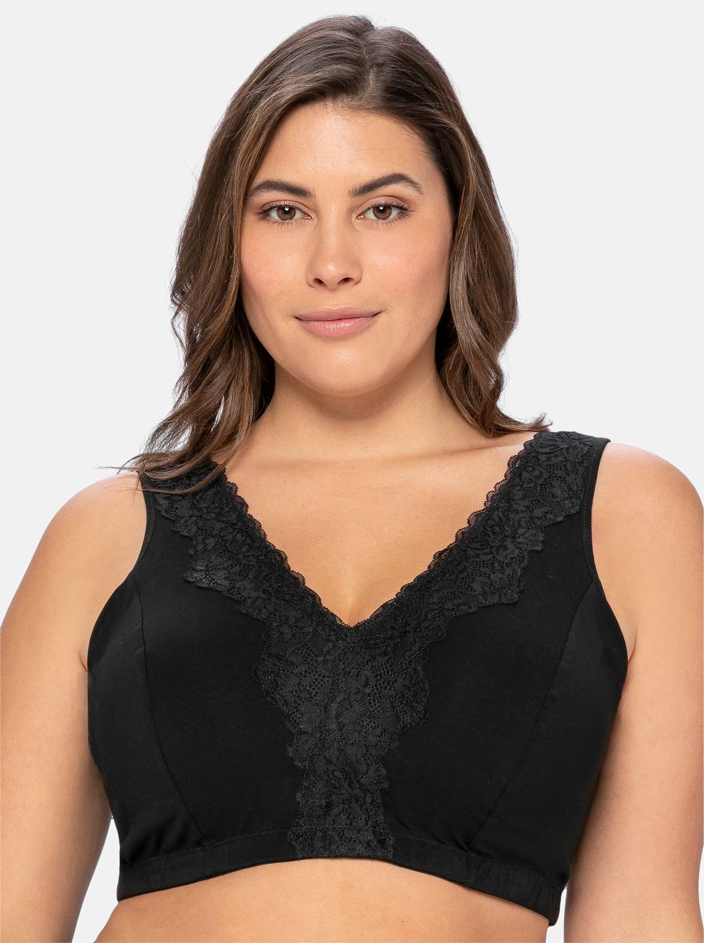 SHEEGO Damen Bügelloser BH, Gr. 85, schwarz, 95% Baumwolle, 5% Elasthan, BHs