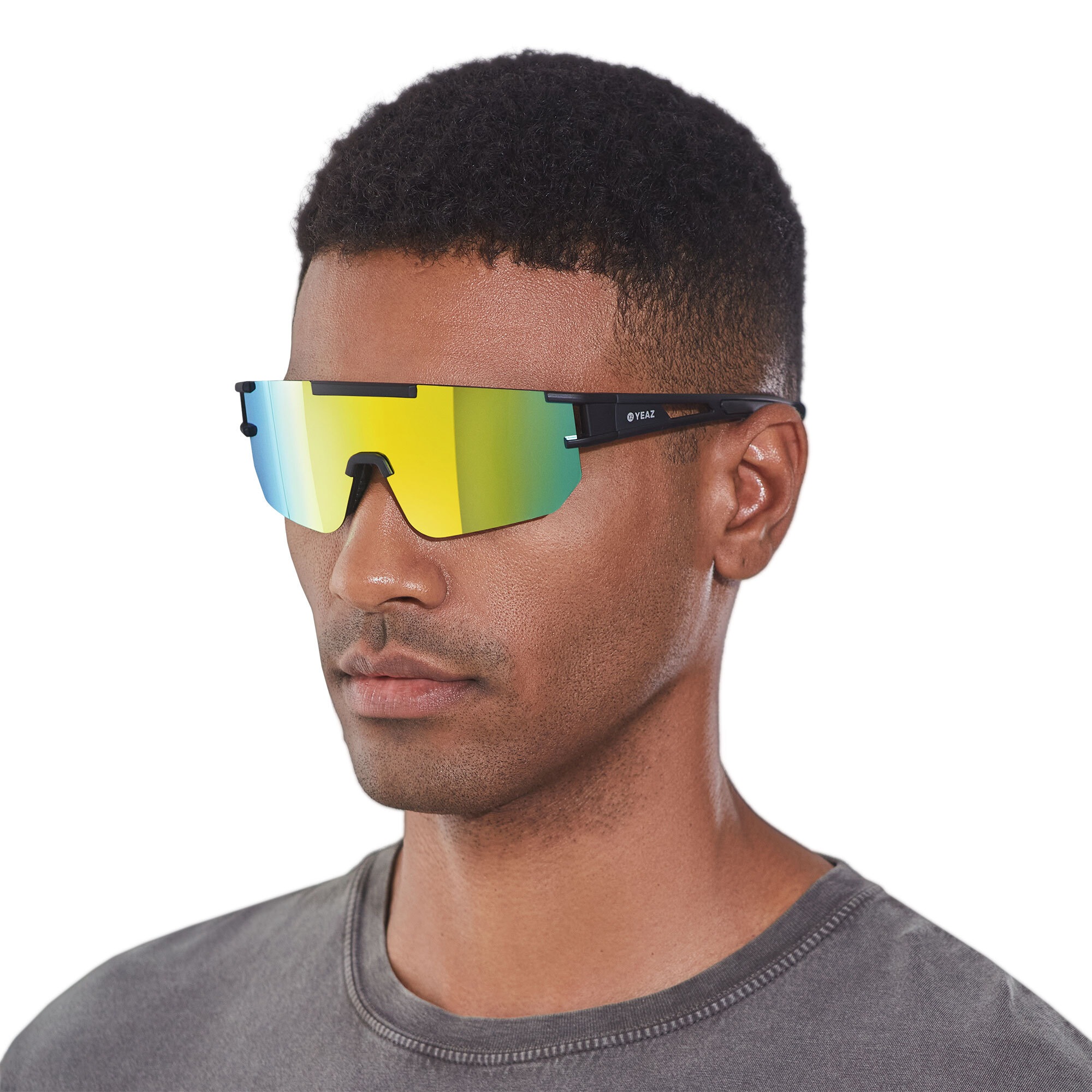 Sportbrille YEAZ "Sport-Sonnenbrille Black/Golden Green SUNSPARK", Damen, gelb, Sonnenbrillen 3