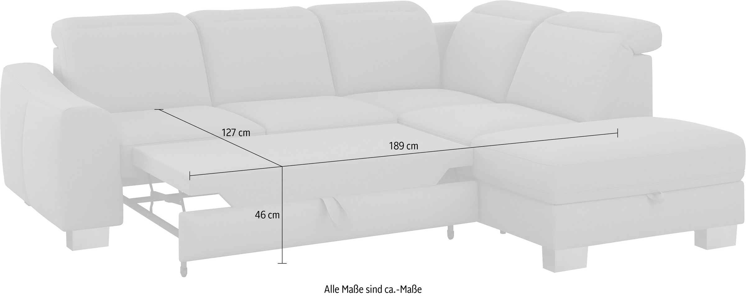 sit&more Ecksofa »Dundee L-Form«, mit Federkern und Edelstahlfüßen, wahlweise mit Kopfteilverstellung