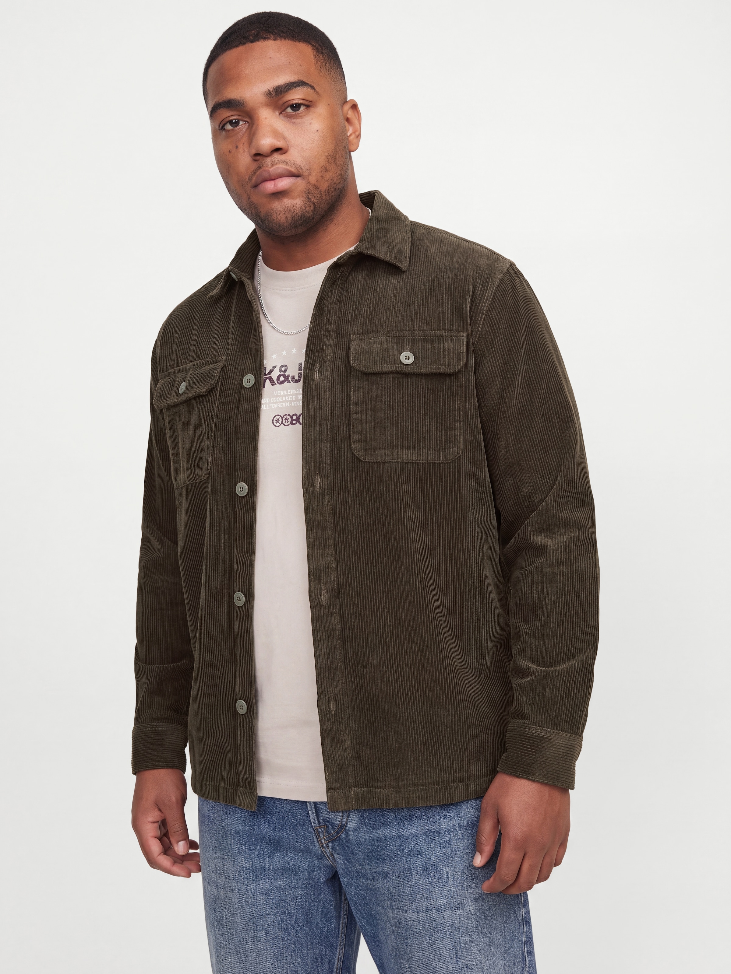Jack & Jones PlusSize Langarmhemd »JJEREGENT CORD OVERSHIRT LS SN PLS« Baumwolle, regular fit