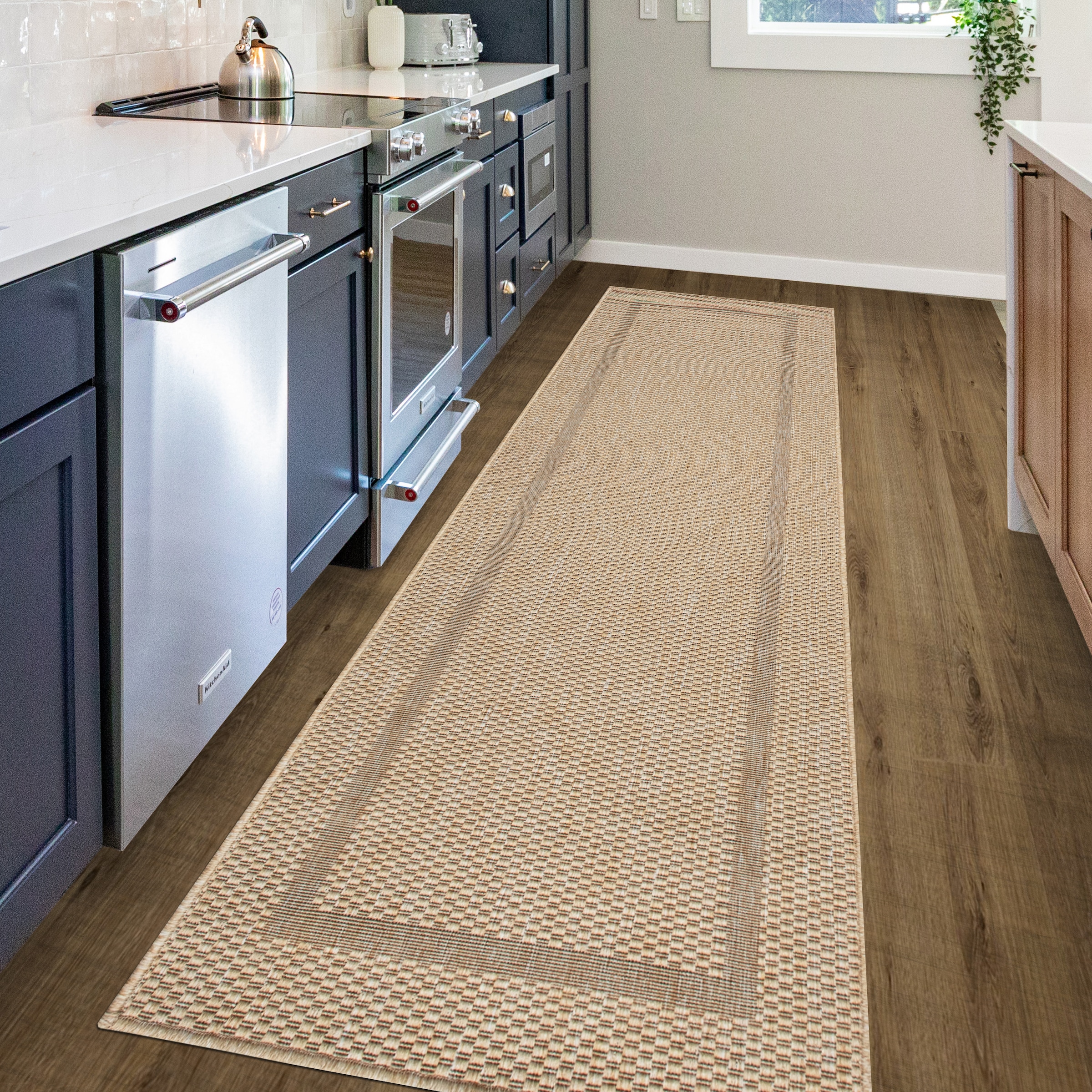 Teppich OTTO HOME "Venedig Bordüre auch als Läufer erhältlich" Gr. 12, beige, B:80cm H:3mm L:250cm, Kunstfaser, Teppiche, Teppich, In- und Outdoor geeignet, Sisal-Optik, Wetterfest & UV-beständig