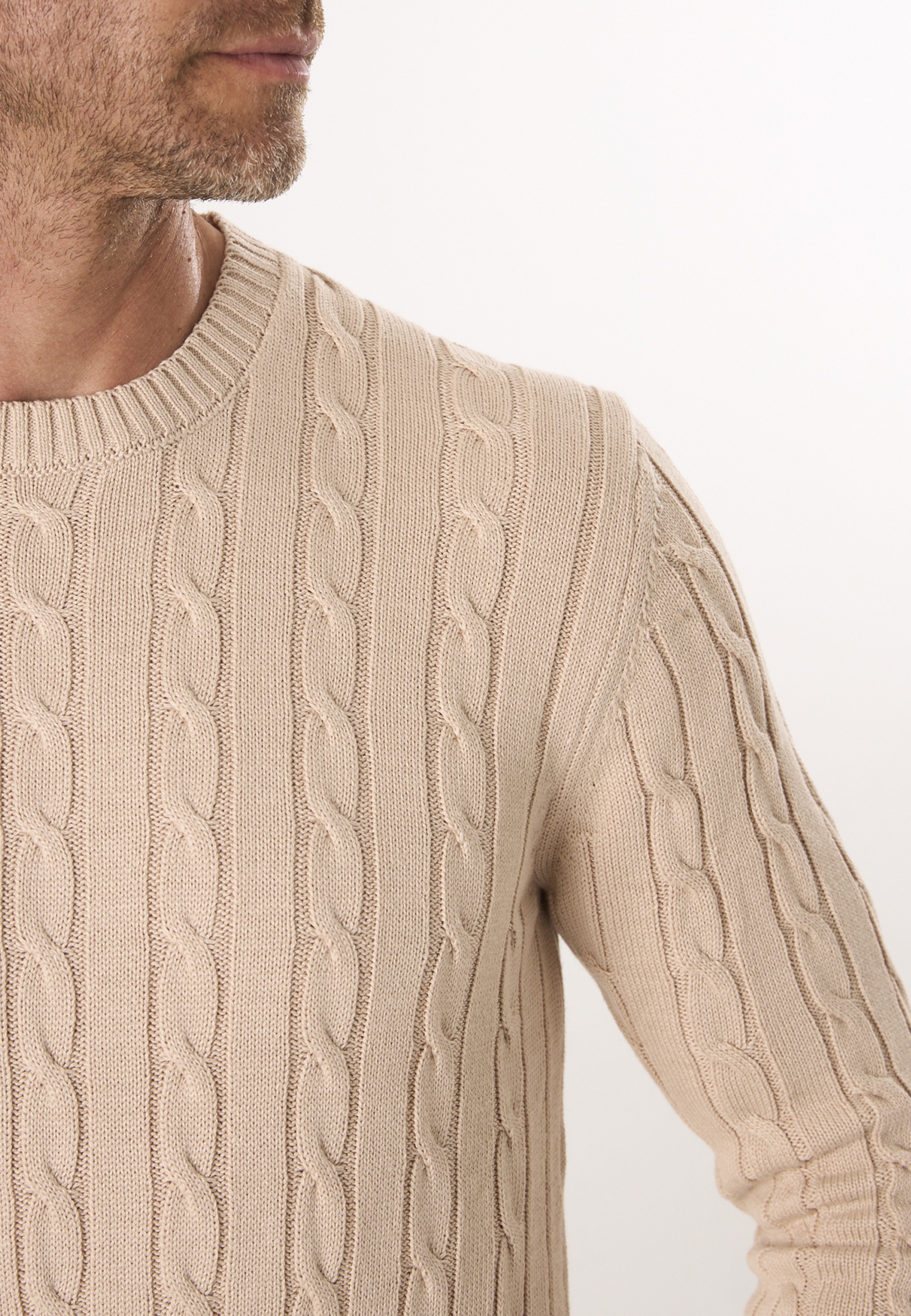 Felix Hardy Rundhalspullover »Pullover mit Rundhalsausschnitt aus Kabelstrick«