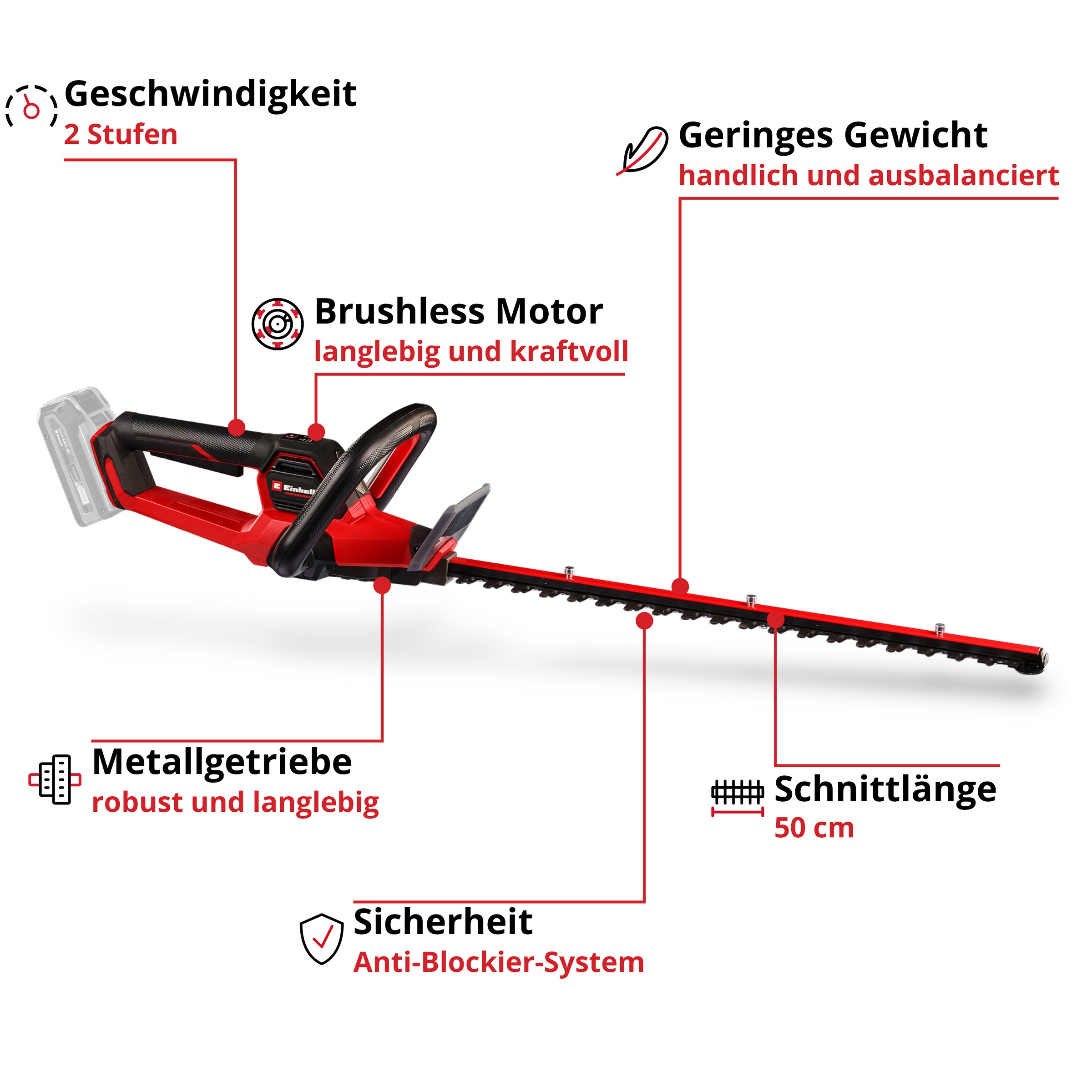 Einhell Akku-Heckenschere »GP-CH 18/50 Li BL-Solo« ()  ohne Akku, ohne Ladegerät