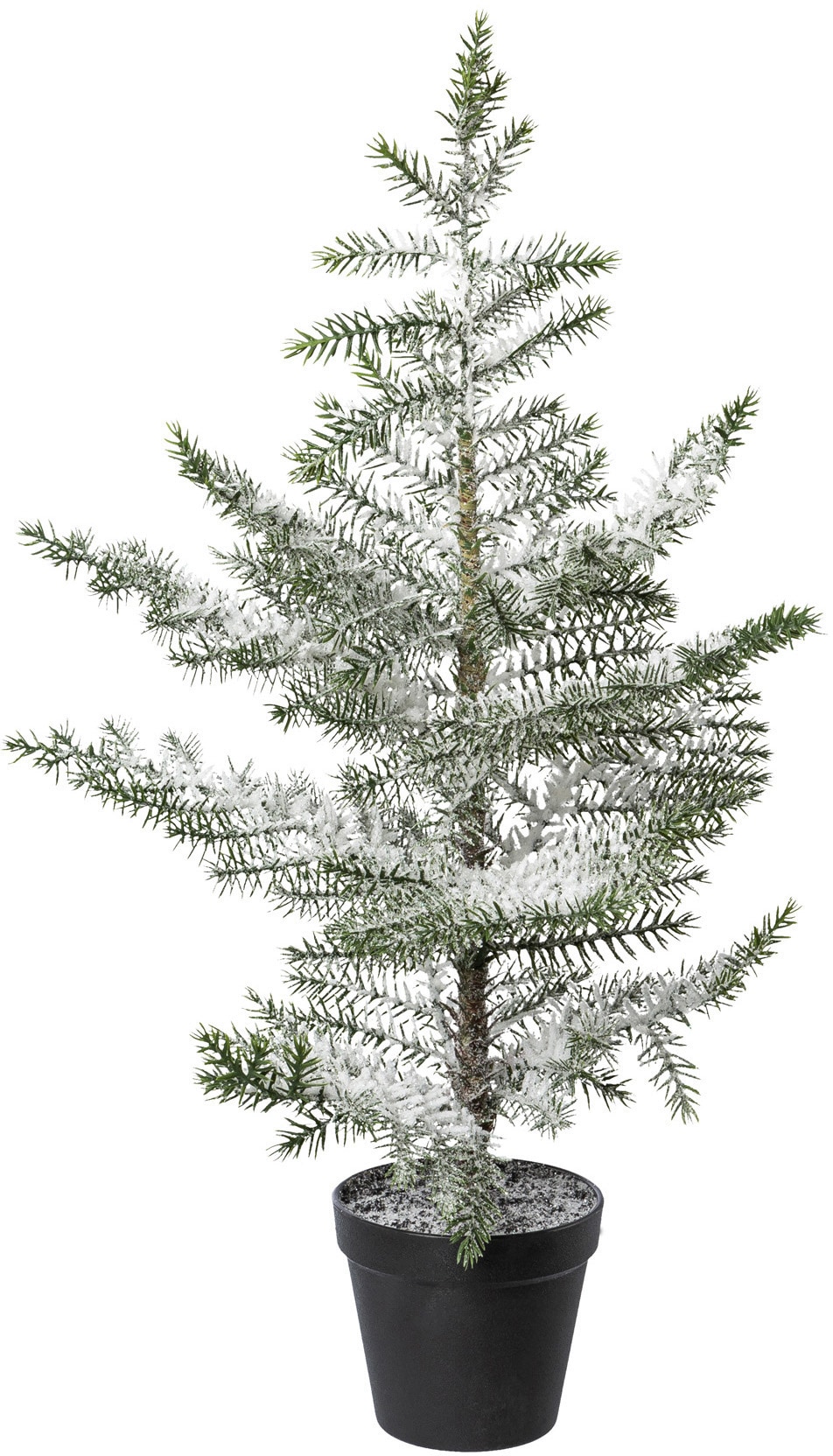 Creativ deco Künstlicher Weihnachtsbaum »Weihnachtsdeko, Zimmertanne im Topf, künstlicher Christbaum,Tannenbaum«, beschneit, Höhe ca. 64 cm