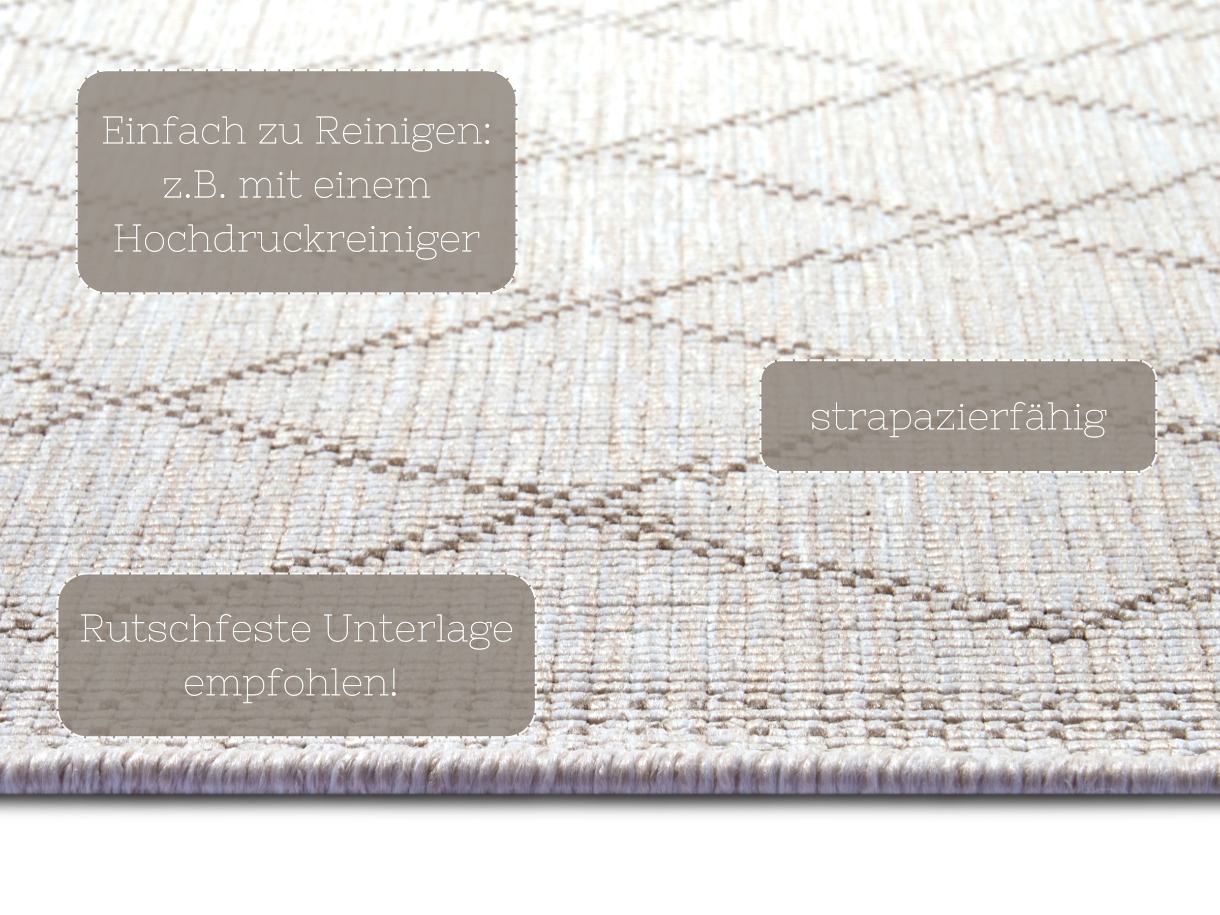 NORTHRUGS Teppich »Corsica Wendeteppich«, rechteckig, 5 mm Höhe, In-& Outdoor, Wetterfest, Balkon, Läufer, Wohnzimmer, Wasserfest