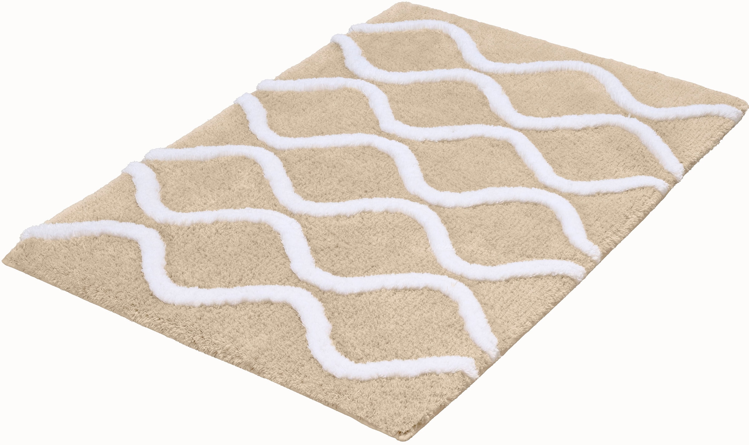 Kleine Wolke Badematte "Piana, Badvorleger, Badezimmer Teppich" Höhe 23 mm rutschhemmend beschichtet fußbodenheizungsgeeignet Badteppich, modernes Wellen 3D-Design
