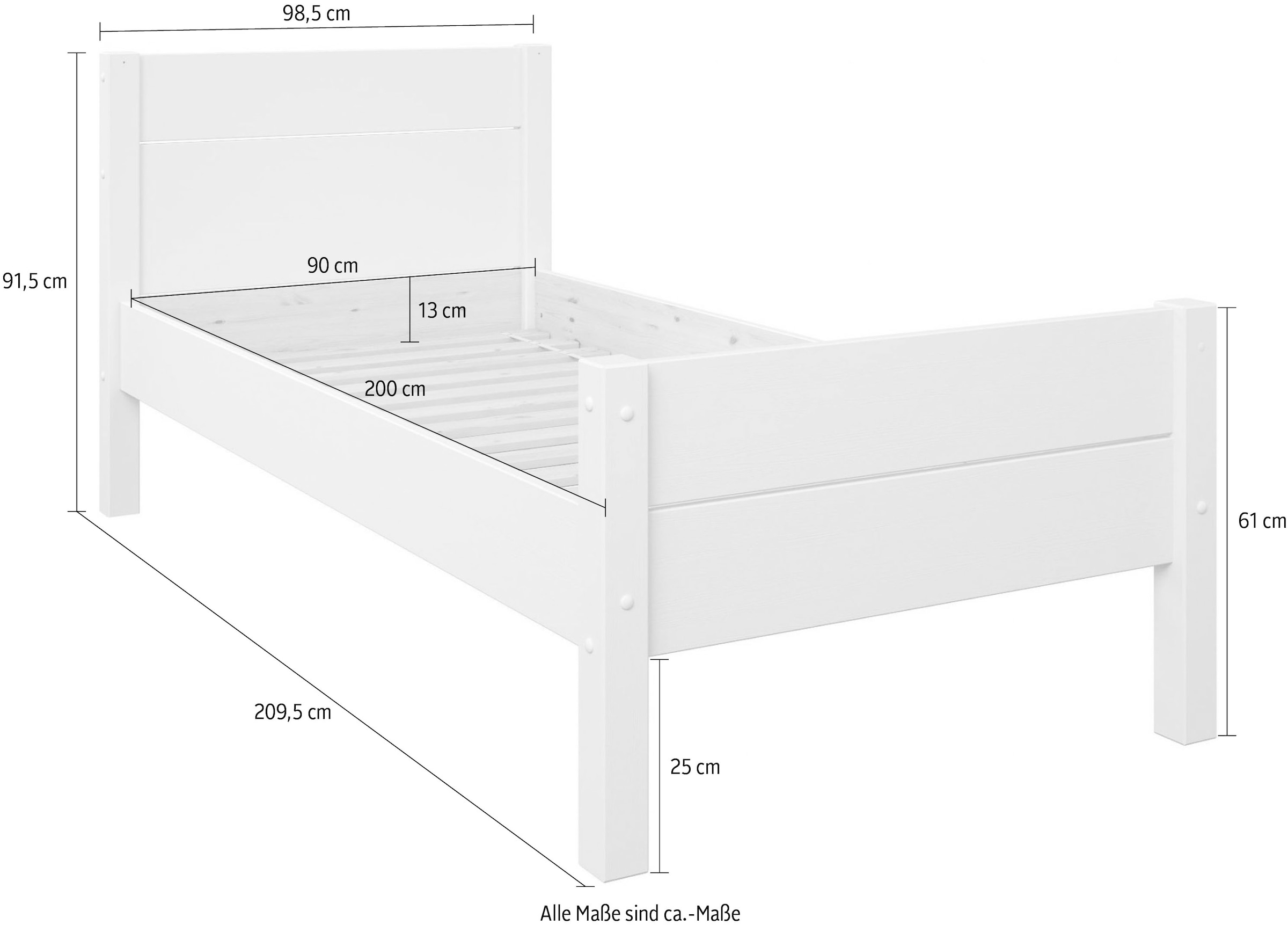 Home affaire Einzelbett »"ATSU ", ideal für Kinderzimmer«, zertifiziertes Massivholz (Kiefer), schlichtes Skandi-Design