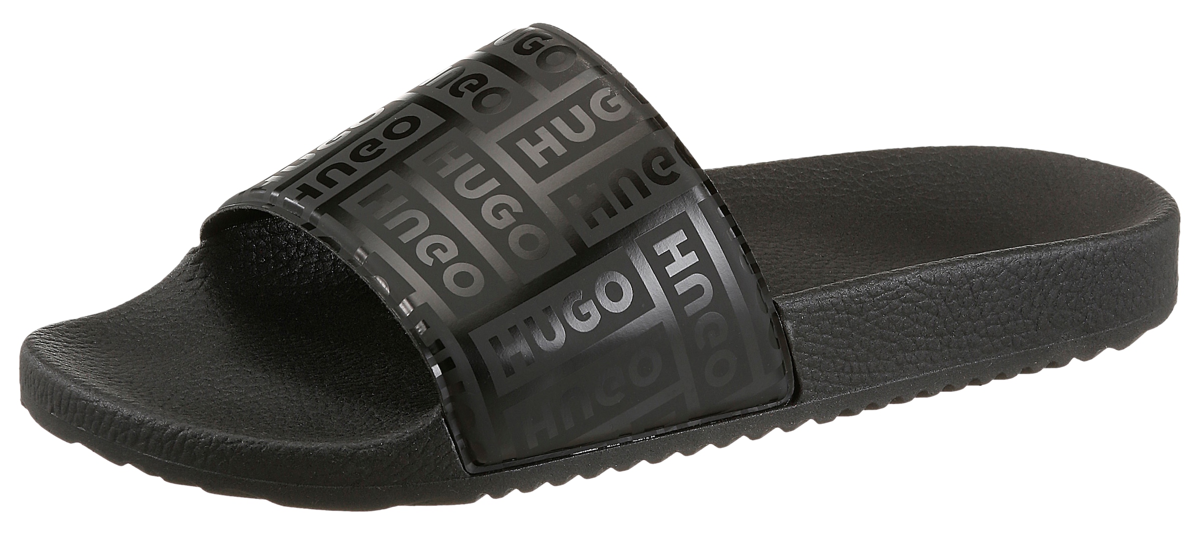 HUGO Blue Badepantolette »Timein_slid«  Strandschuh, Schlappen, Sommerschuh, Flat mit Logoschriftzügen