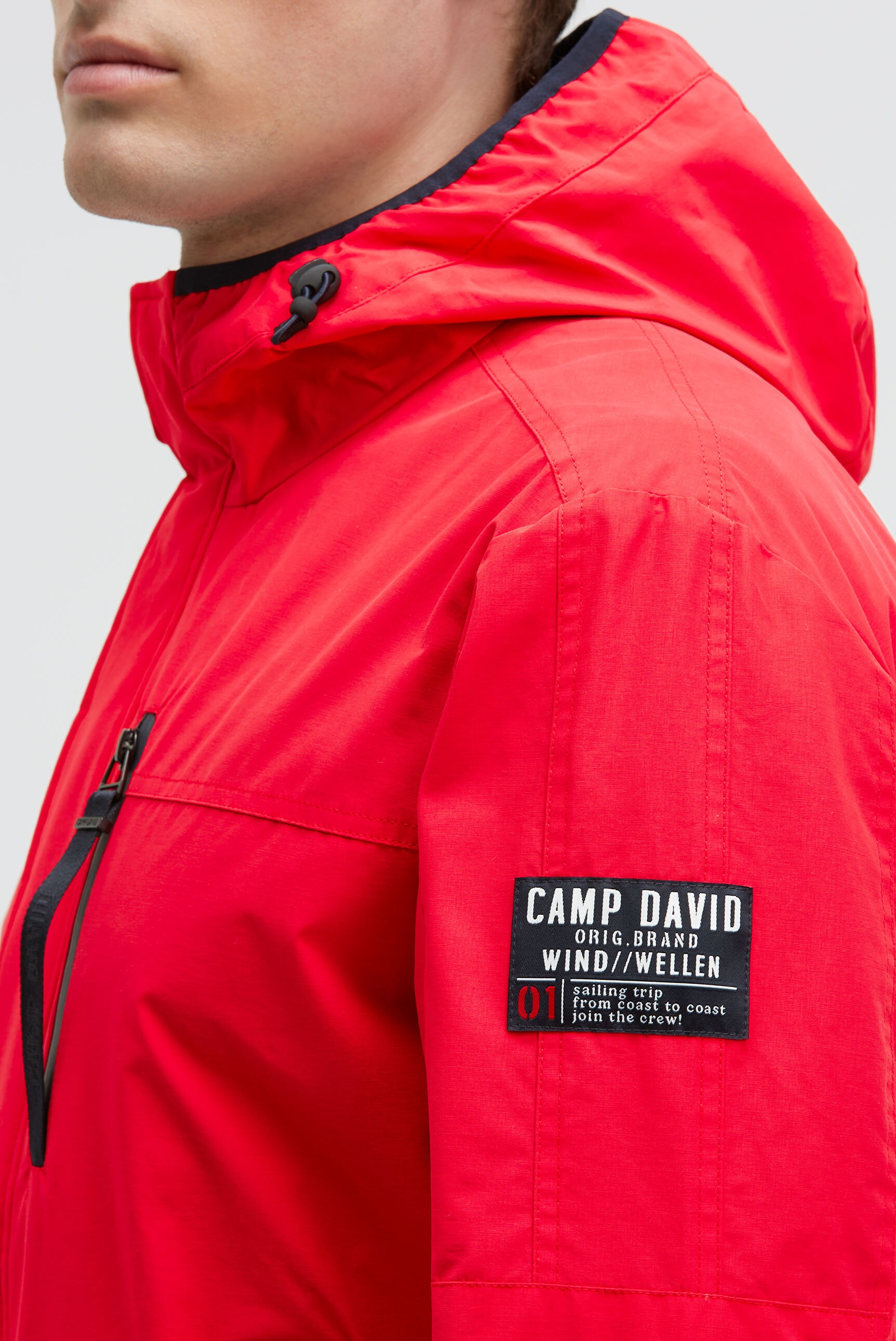 CAMP DAVID Outdoorjacke mit Kapuze mit verstellbarem Saum