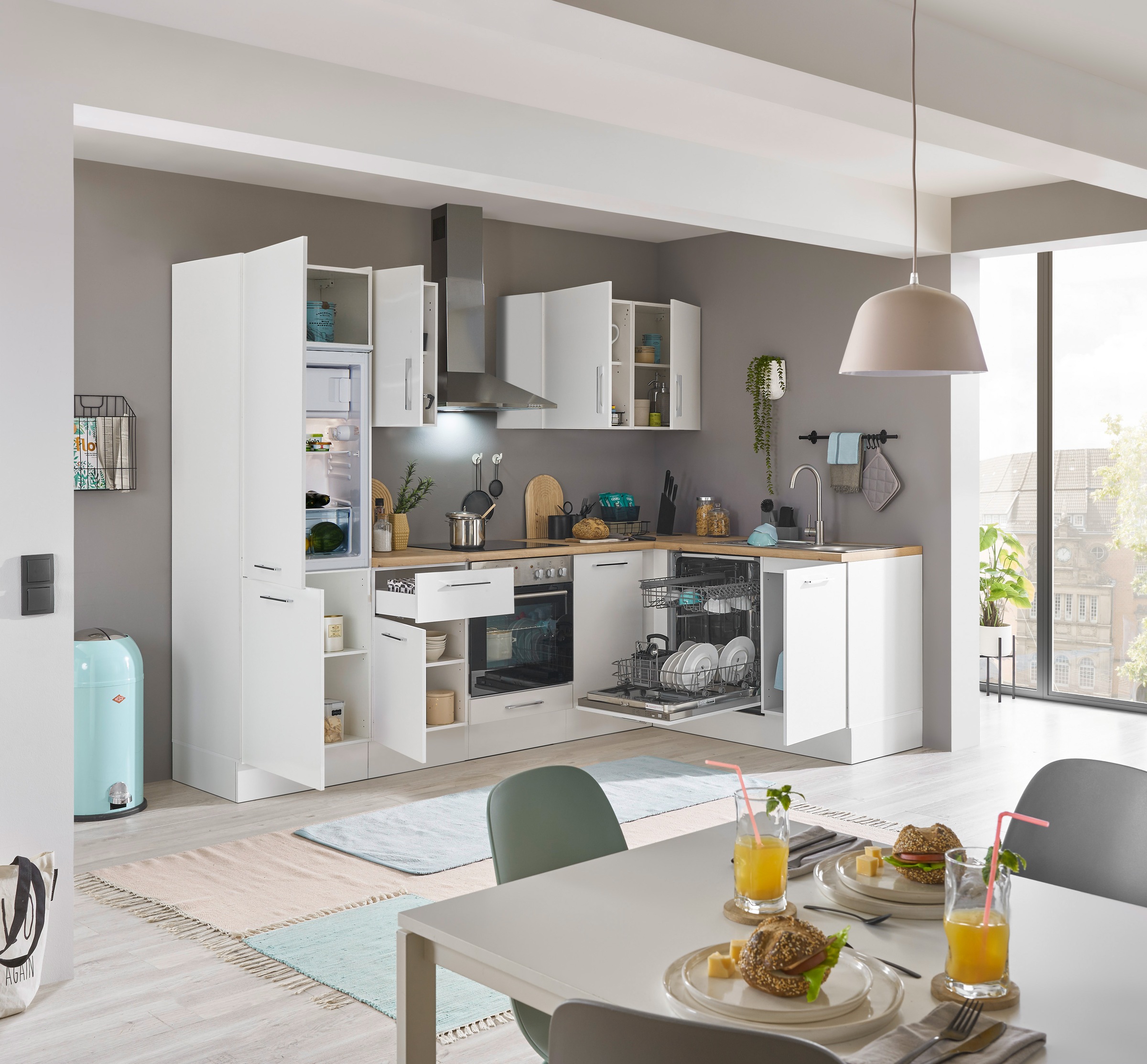 BASIC by Balculina Winkelküche »Turin«, Stellbreite 280x175 cm, wahlweise mit E-Geräten