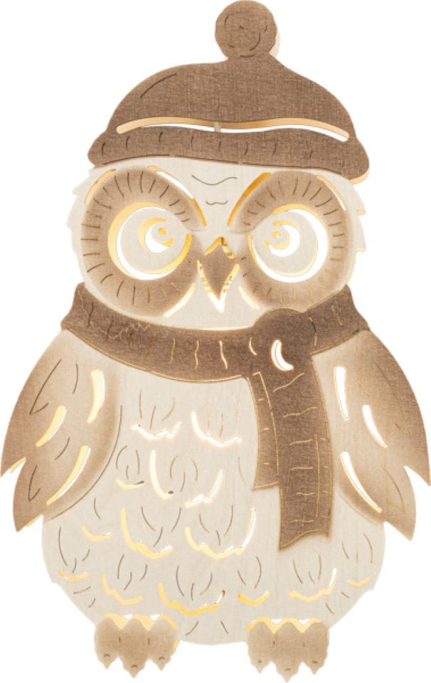 SAICO Original LED Fensterbild "Winter-Eule, inkl. LED-Leuchtmittel, warmweiß" E14 BxHxT: 19,5x29,5x4 cm