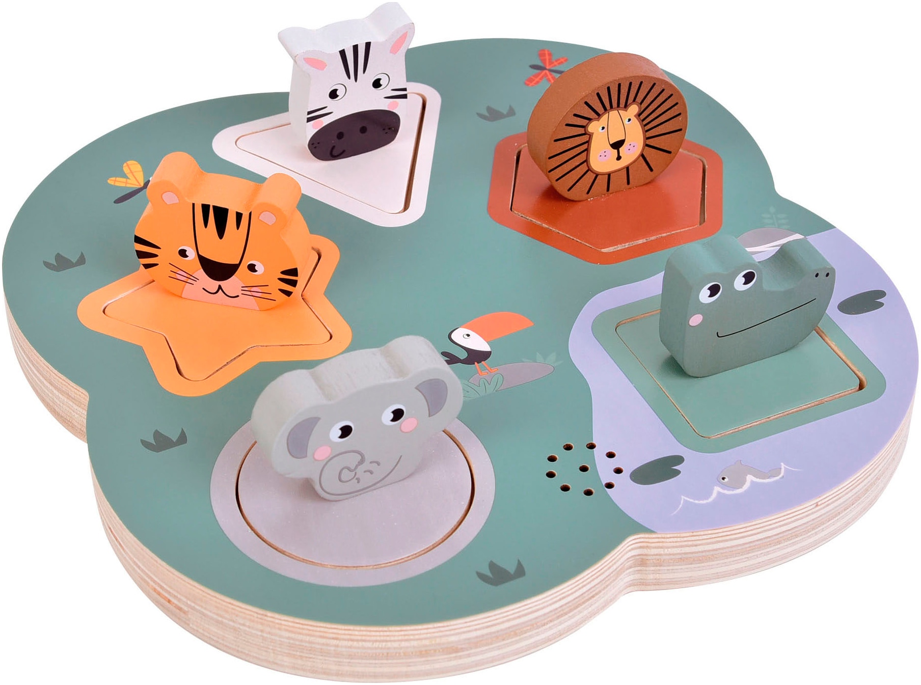 Small Foot Steckspielzeug »Steckpuzzle Safari Tierlaute 3D« mit Geräuschfunktion