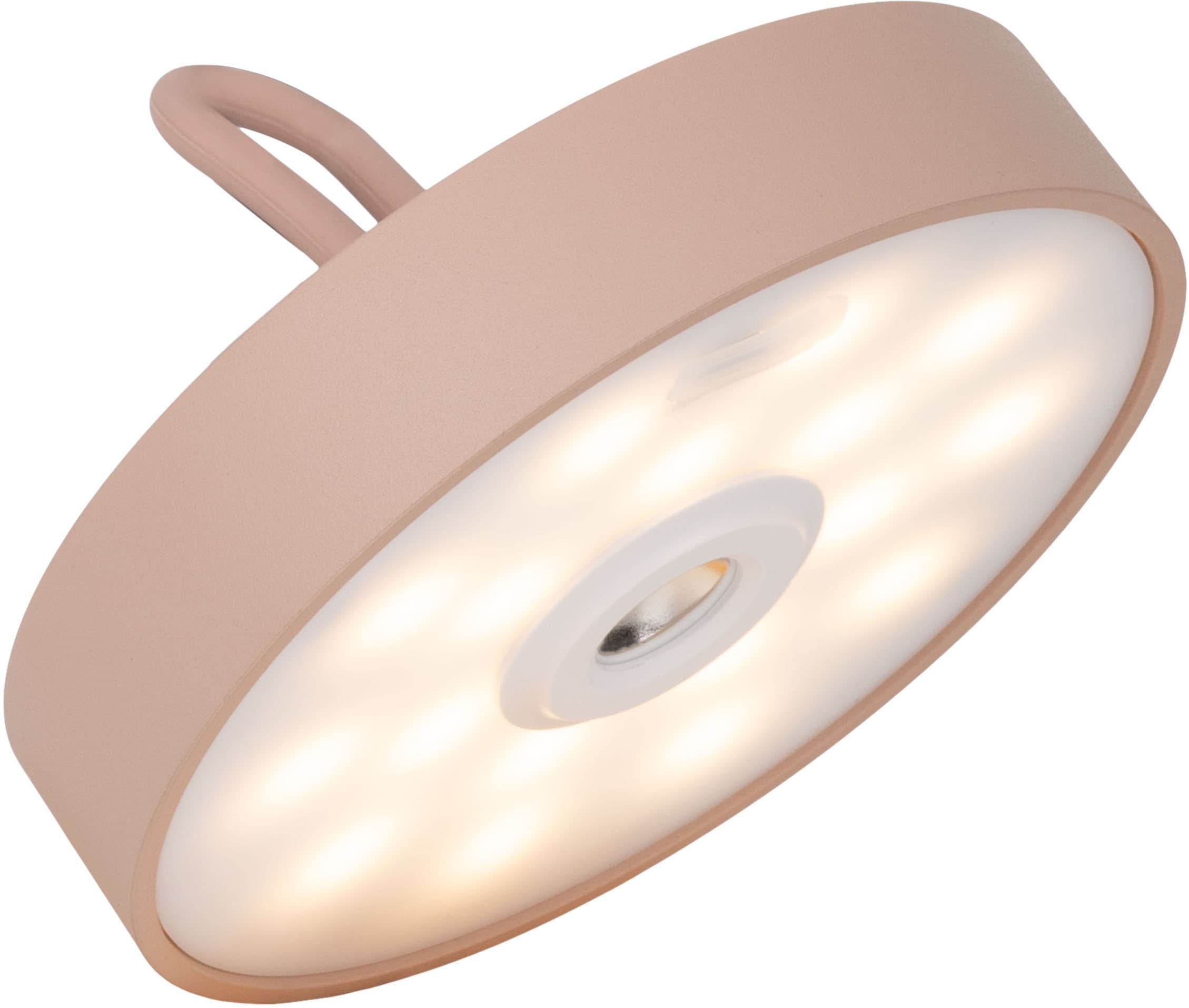 OTTO home LED Tischleuchte »Ellvra mit Holzfuß, abnehmbares Kopfteil als Hängeleuchte verwendbar« LED-Modul 1 Stk. Warmweiß aufladbar, inkl Akku + USB Kabel, Kopfteil magnetisch, abnehmbar, Holz