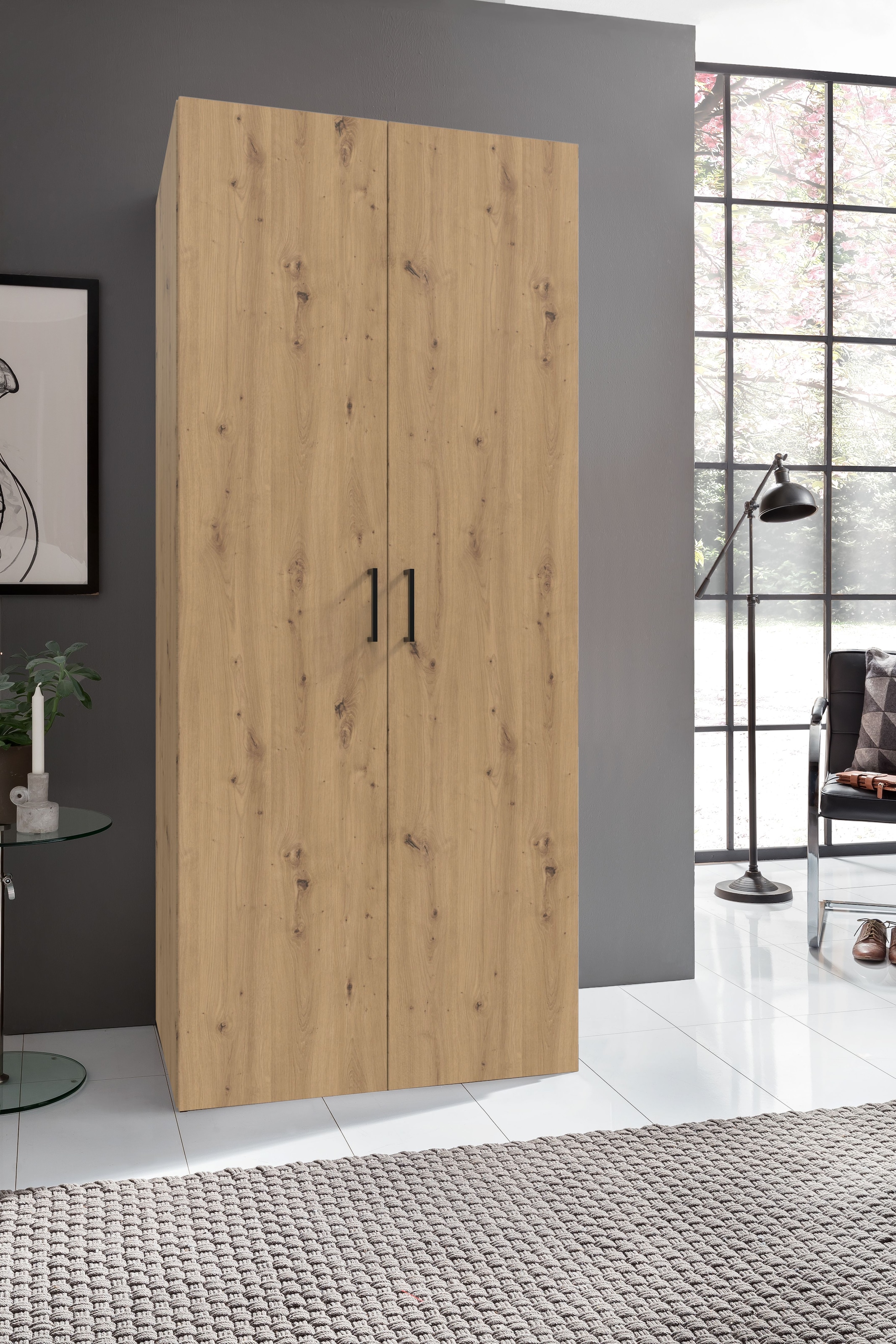 Wimex Kleiderschrank »Mugano,in 8 Breiten,3 Höhen,2 Tiefen, viele Farben, Made in Germany« in Basic oder Premium Ausstattung mit 2 weiteren Einlegeböden,  mit langen oder kurzen Griffen aus Metall, mit oder ohne Spiegel