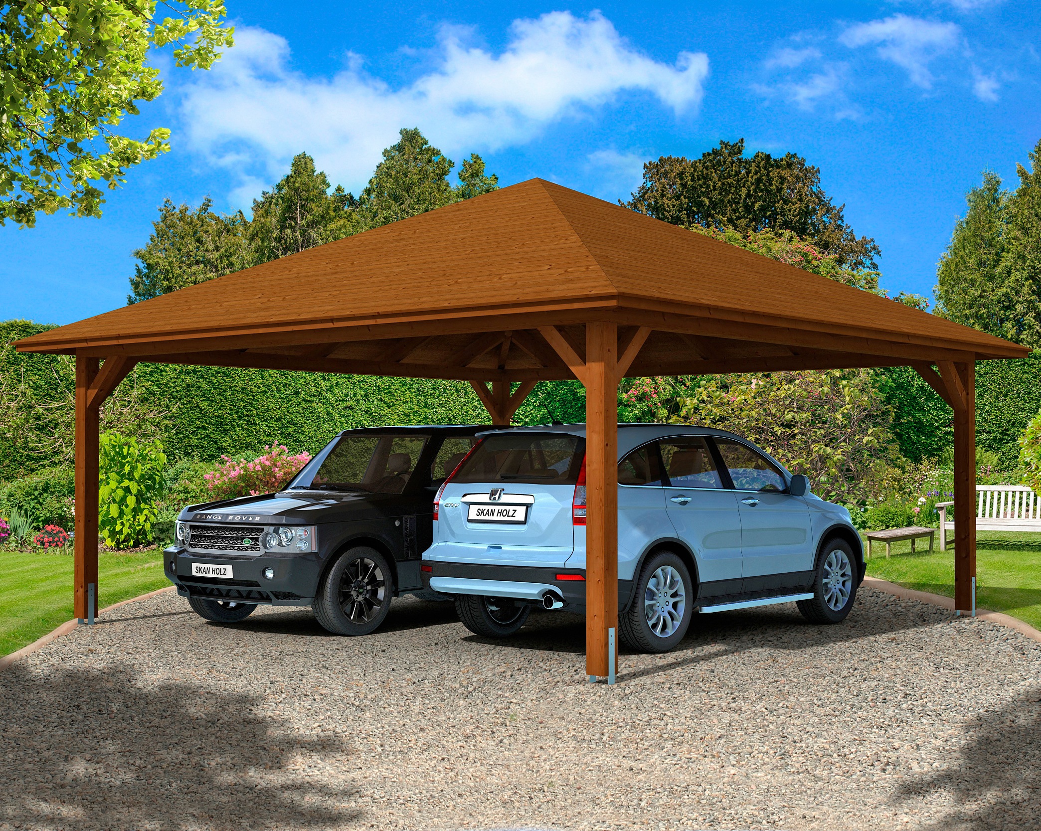 Skanholz Doppelcarport "Taunus", Leimholz-Nordisches Fichtenholz, 530 cm, braun