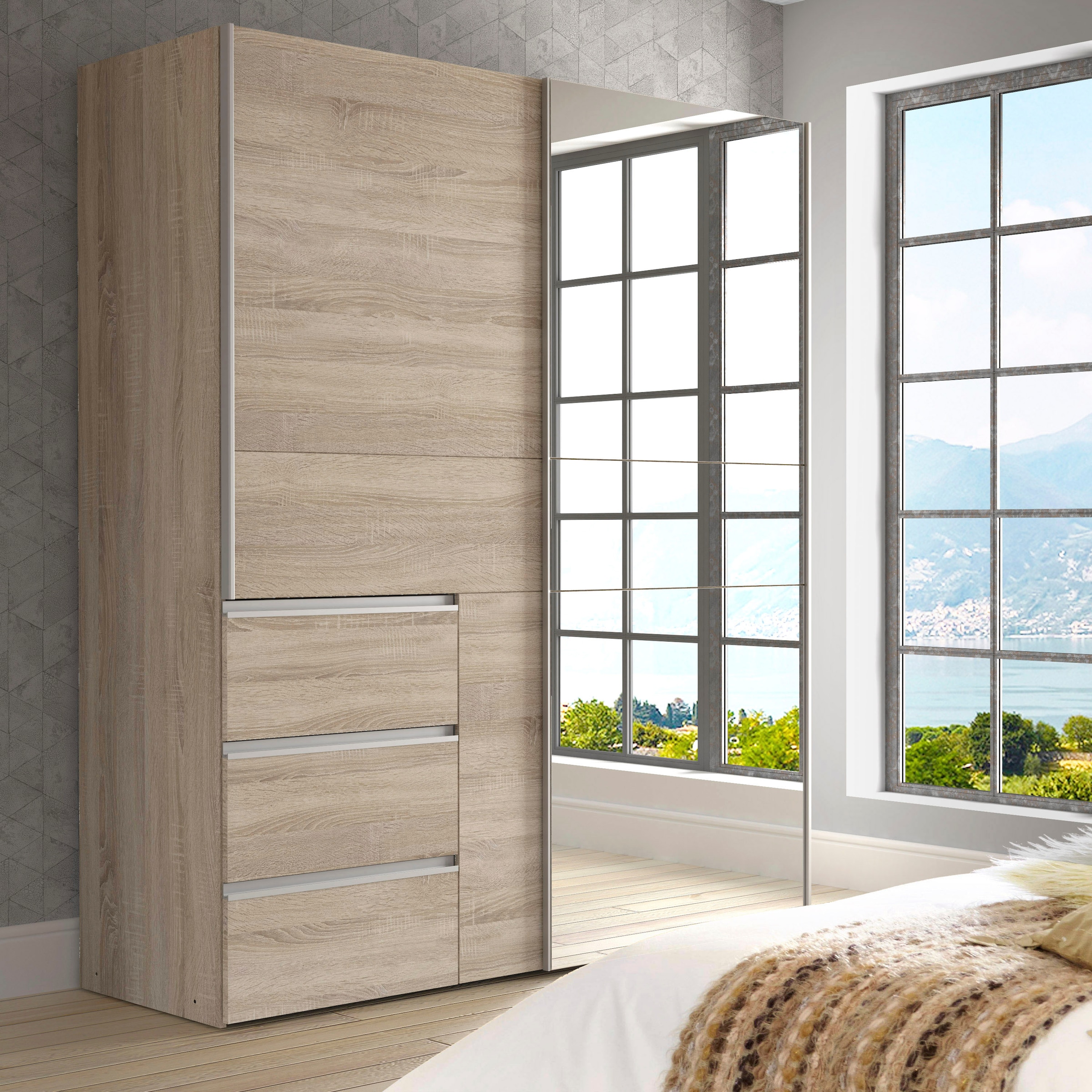 FORTE Schwebetürenschrank »Winn2«, mit Spiegel und 3 Schubkästen