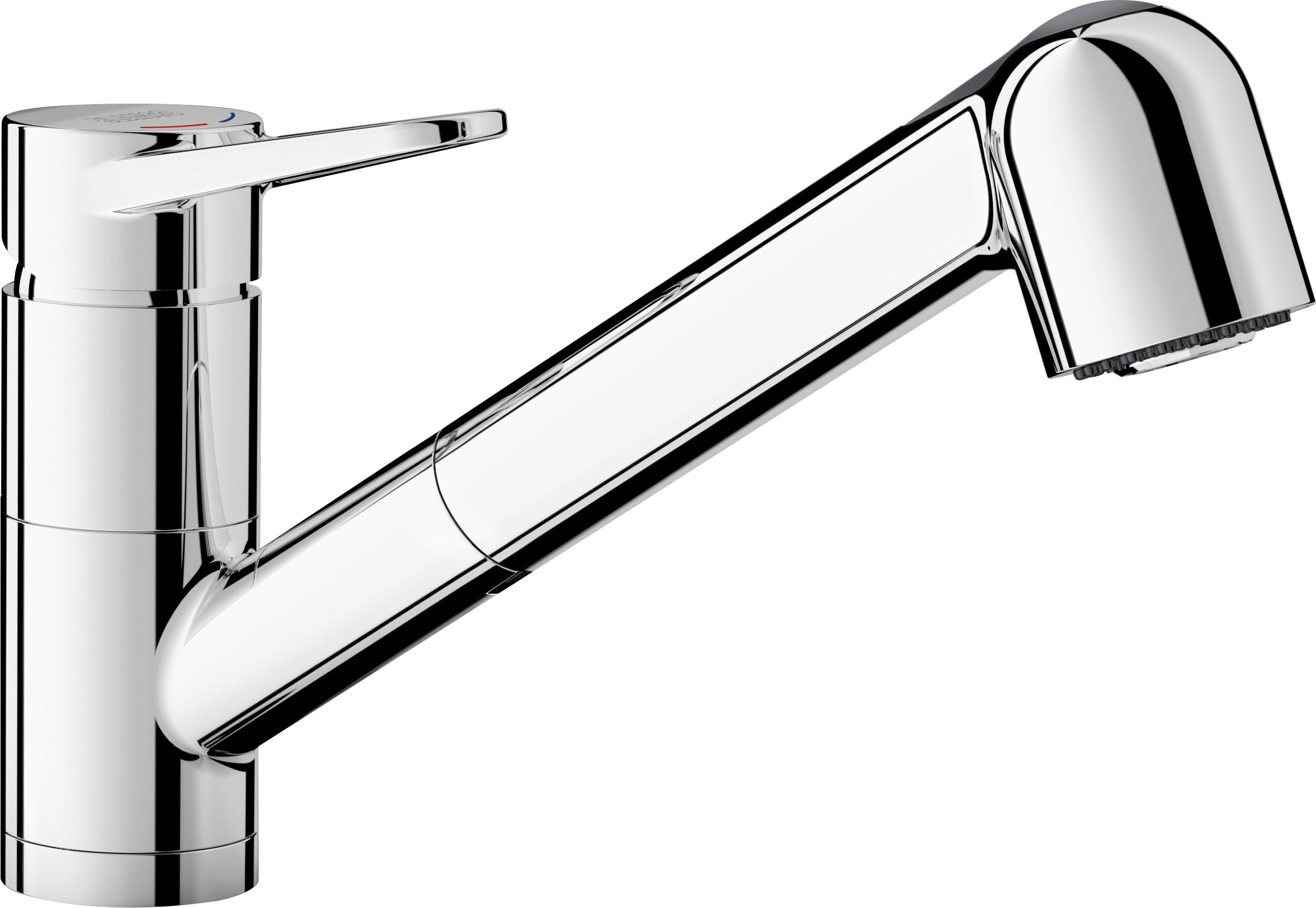 Küchenarmatur BLANCO, B:26cm H:17cm T:48cmchrom, Messing, Armaturen, "BLANCOWEGA-S-F II", für die Montage vor dem Fenster, mit herausziehbare