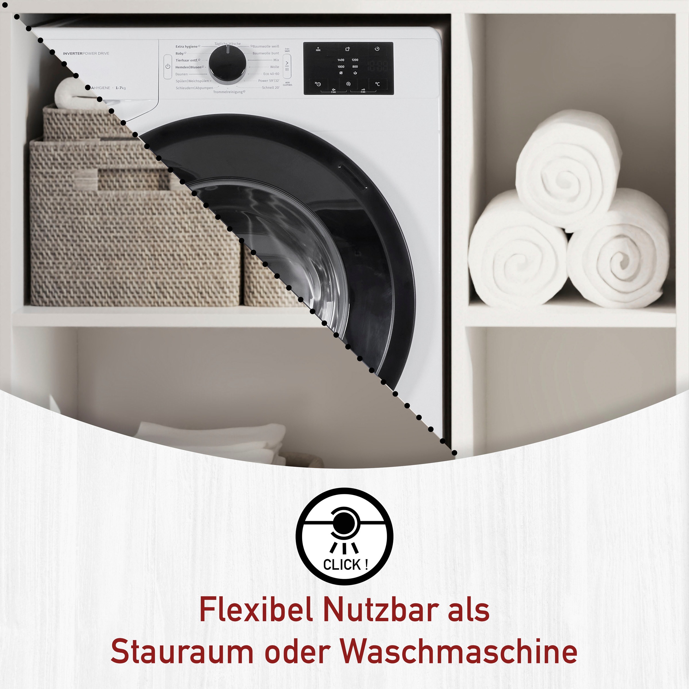 Inter Link Mehrzweckschrank-Set »Norela, Platzsparendes Waschmaschinen-Set mit Tisch & Hängeschrank« 2 Stk. tlg.