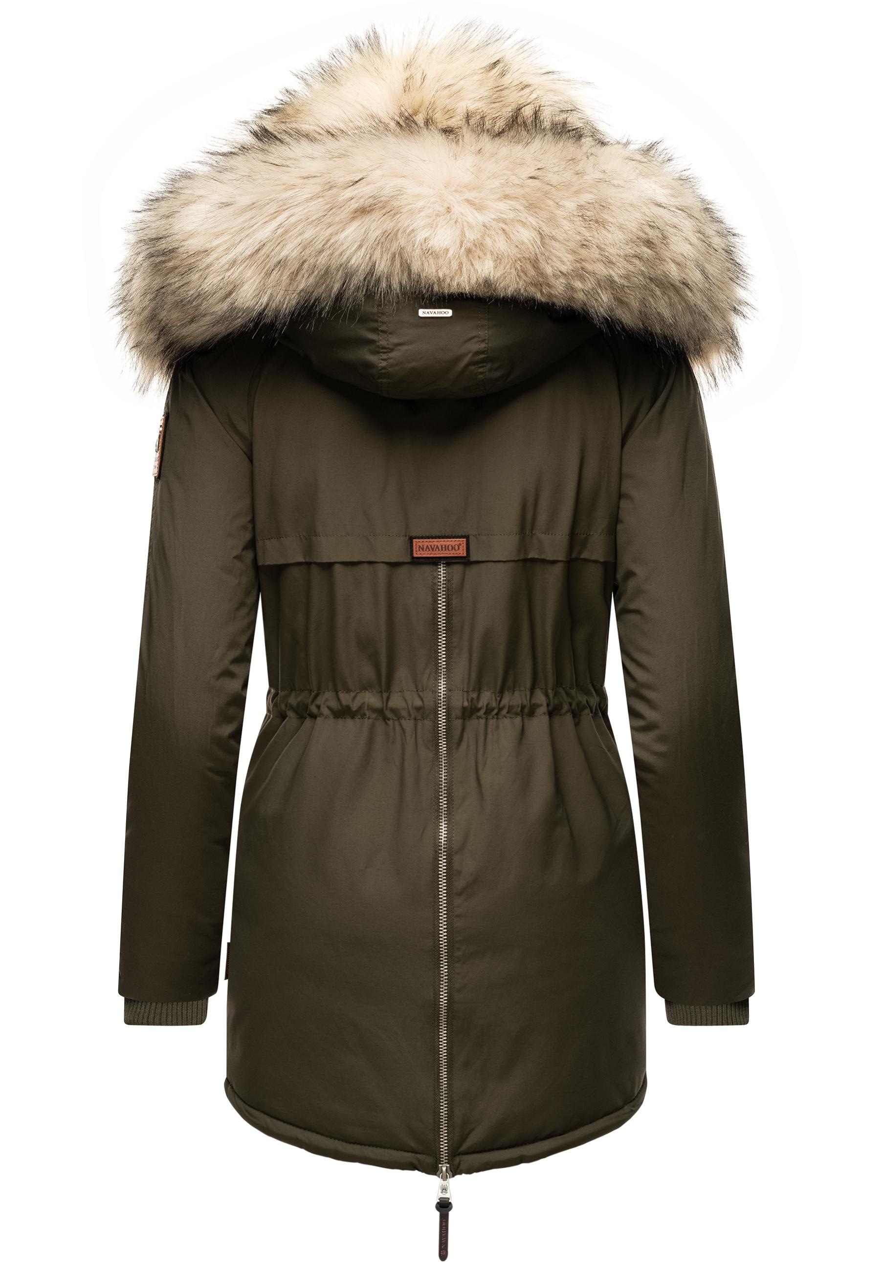 Navahoo Wintermantel »Sweety«, Winterparka mit 2 Kunstpelz-Kapuzen