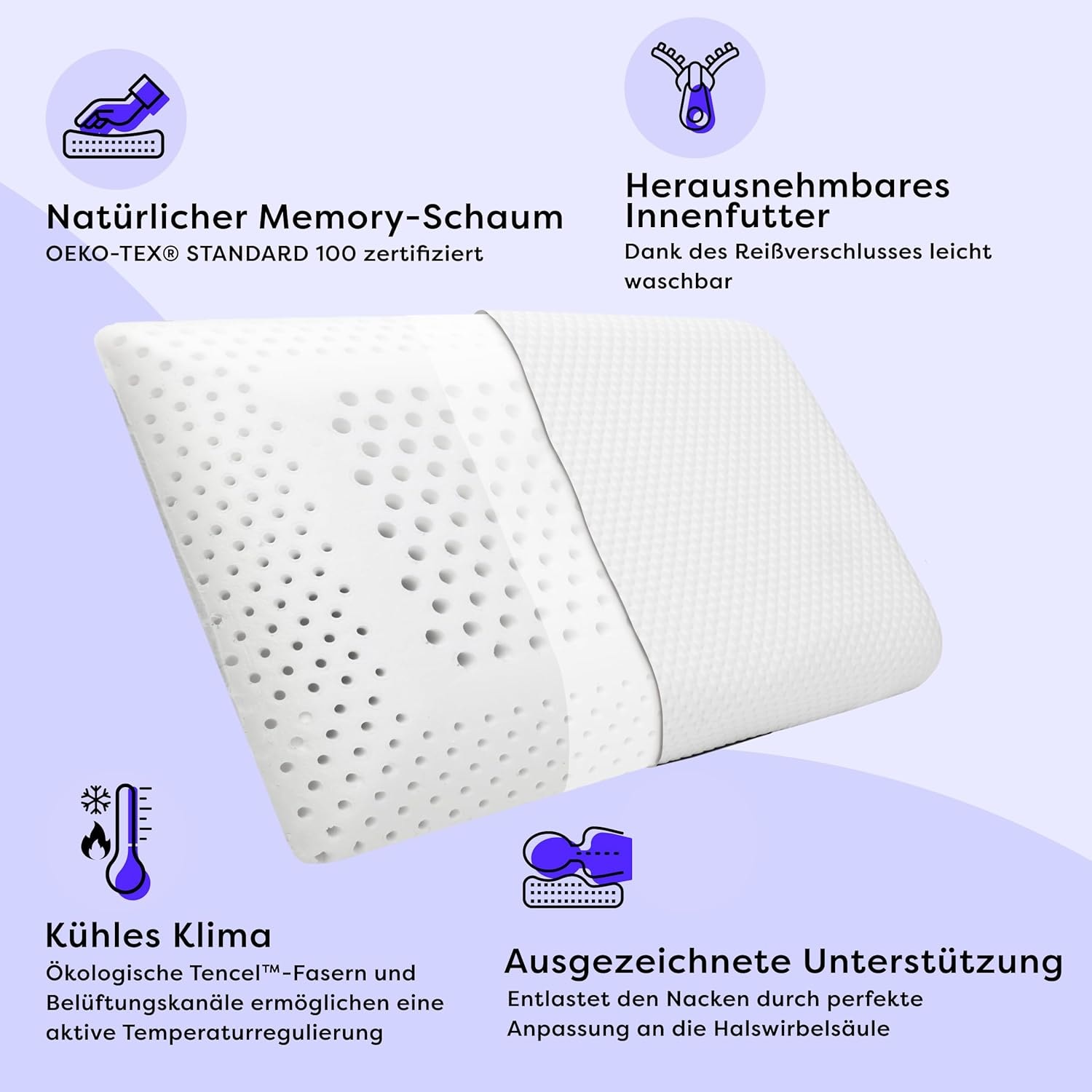 Wolkenfeld Nackenkissen »Eron Nackenstützkissen« Optimaler Support für Nacken, Rücken und Schultern – Tencel-Faser