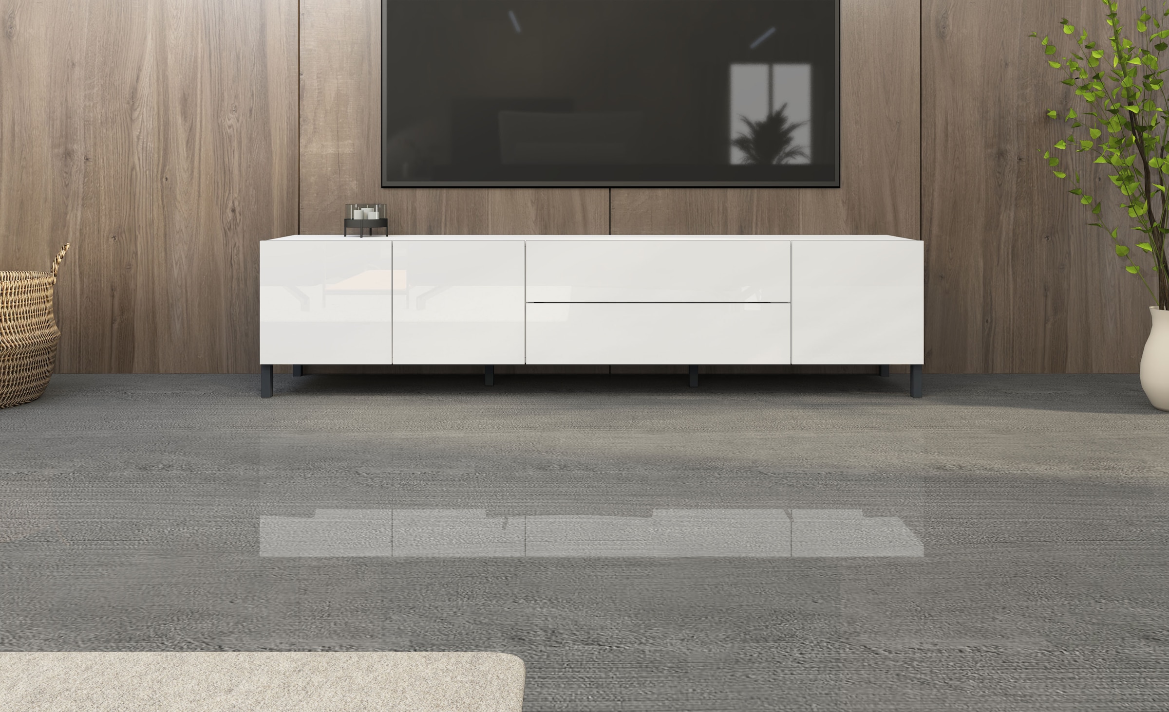 borchardt Möbel Lowboard "Sophia, Tv-Schrank Breite 190 cm" Metallfüße, gri günstig online kaufen