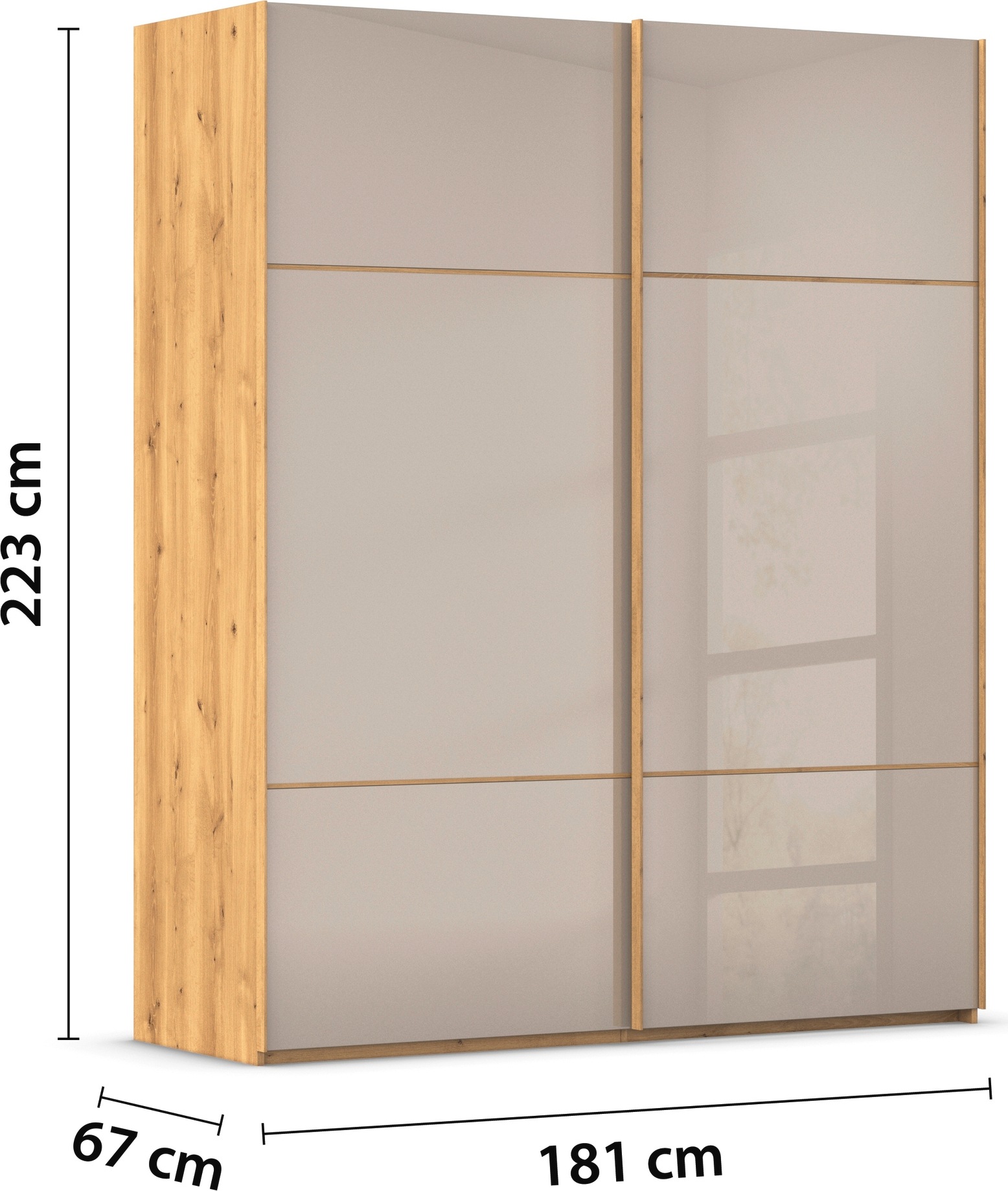 rauch Schwebetürenschrank »Kleiderschrank Schrank Garderobe Schlafzimmerschrank SCALE-TRIO« edle dreigeteilte Front mit 2 Zierleisten Glasfront MADE IN GERMANY