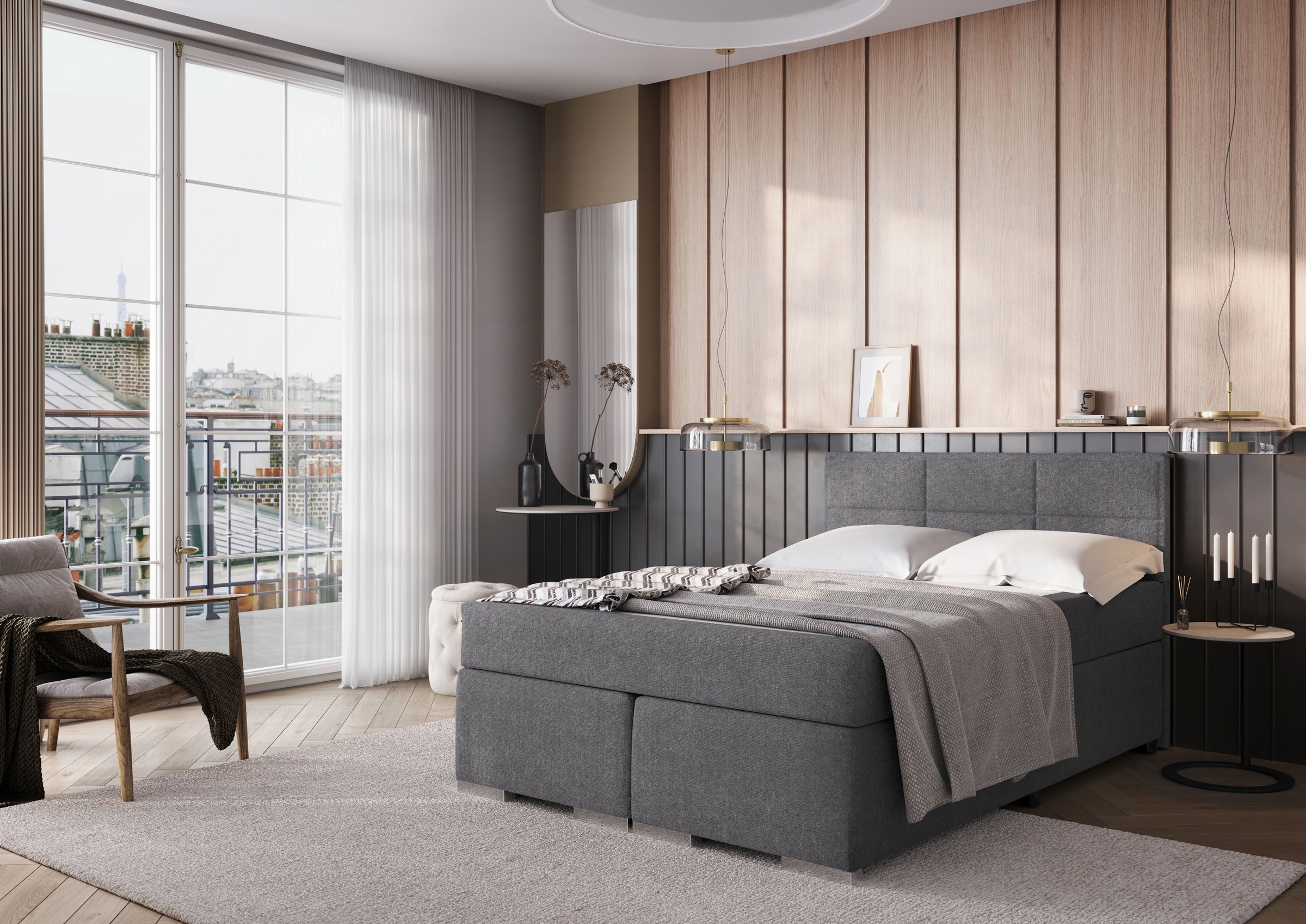 FORTE Boxspringbett "ONE erhältlich in den Breiten 140cm, 160cm & 180cm" Bezugsstoff ist tierfreundlich und pflegeleicht
