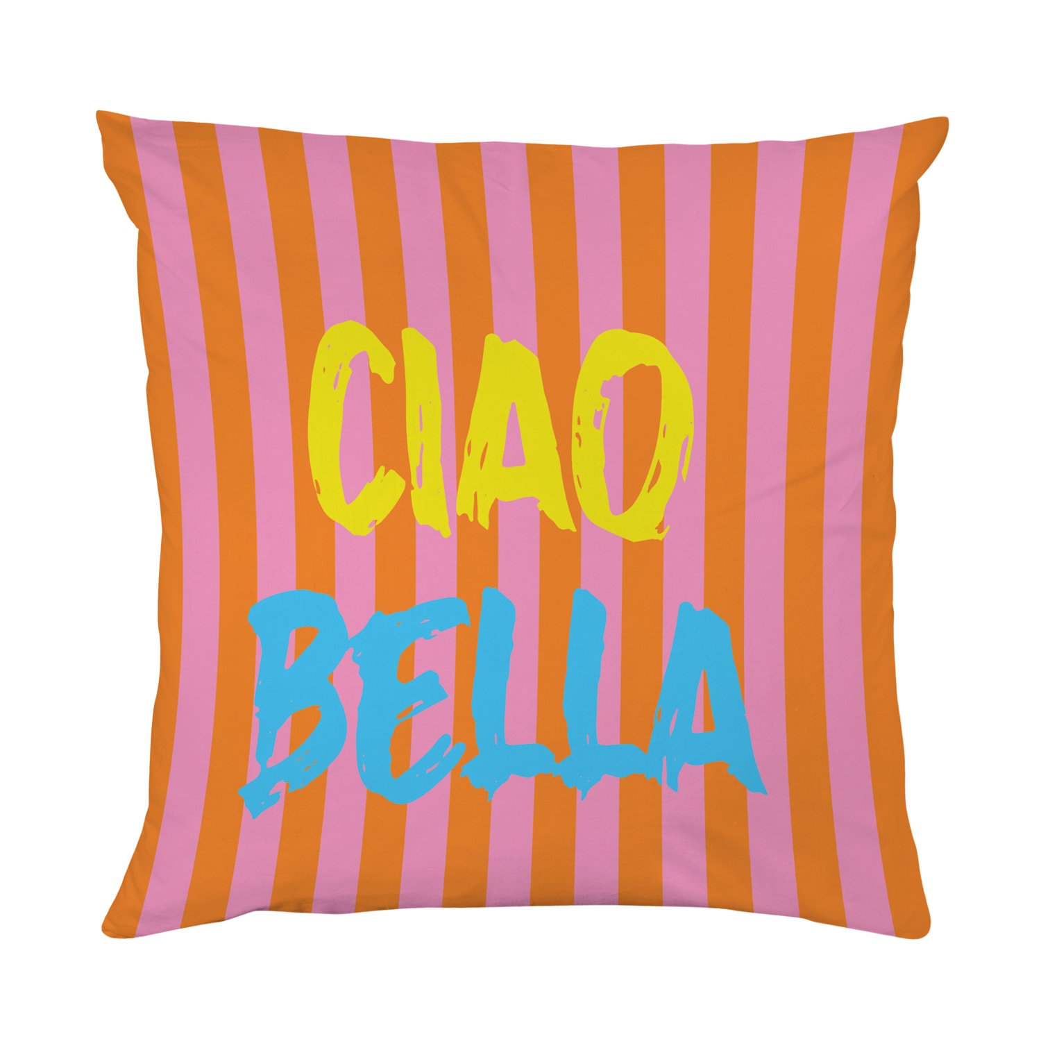 queence Dekokissen "Ciao Bella gestreift" Beidseitig bedruckte Kissenhülle, Kissen 40x40cm, inkl. Reißverschluss