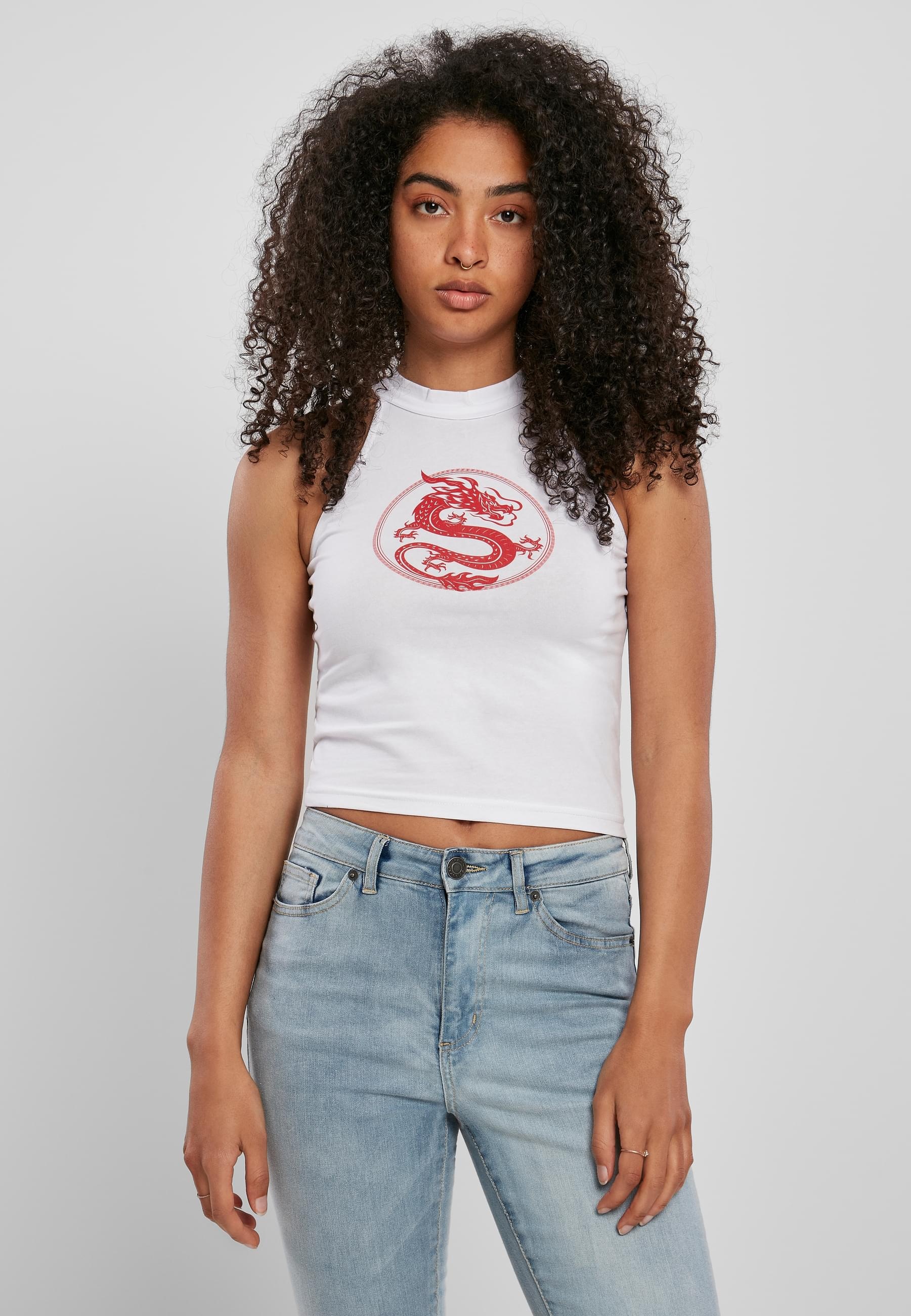 MisterTee Muskelshirt »MisterTee Damen Ladies Dragon Turtleneck Short Top«, (1 tlg.)