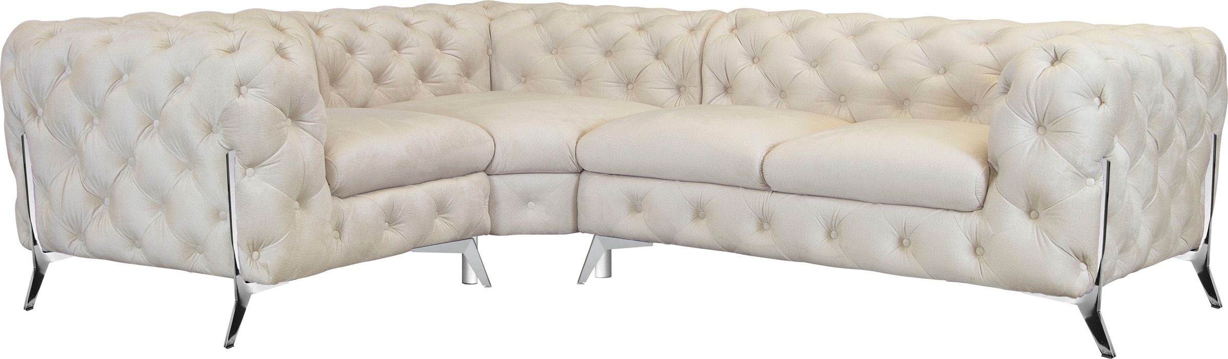 Leonique Chesterfield-Sofa "Amaury L-Form", moderne Chersterfield-Optik, Breite 262 cm, Fußfarbe wählbar