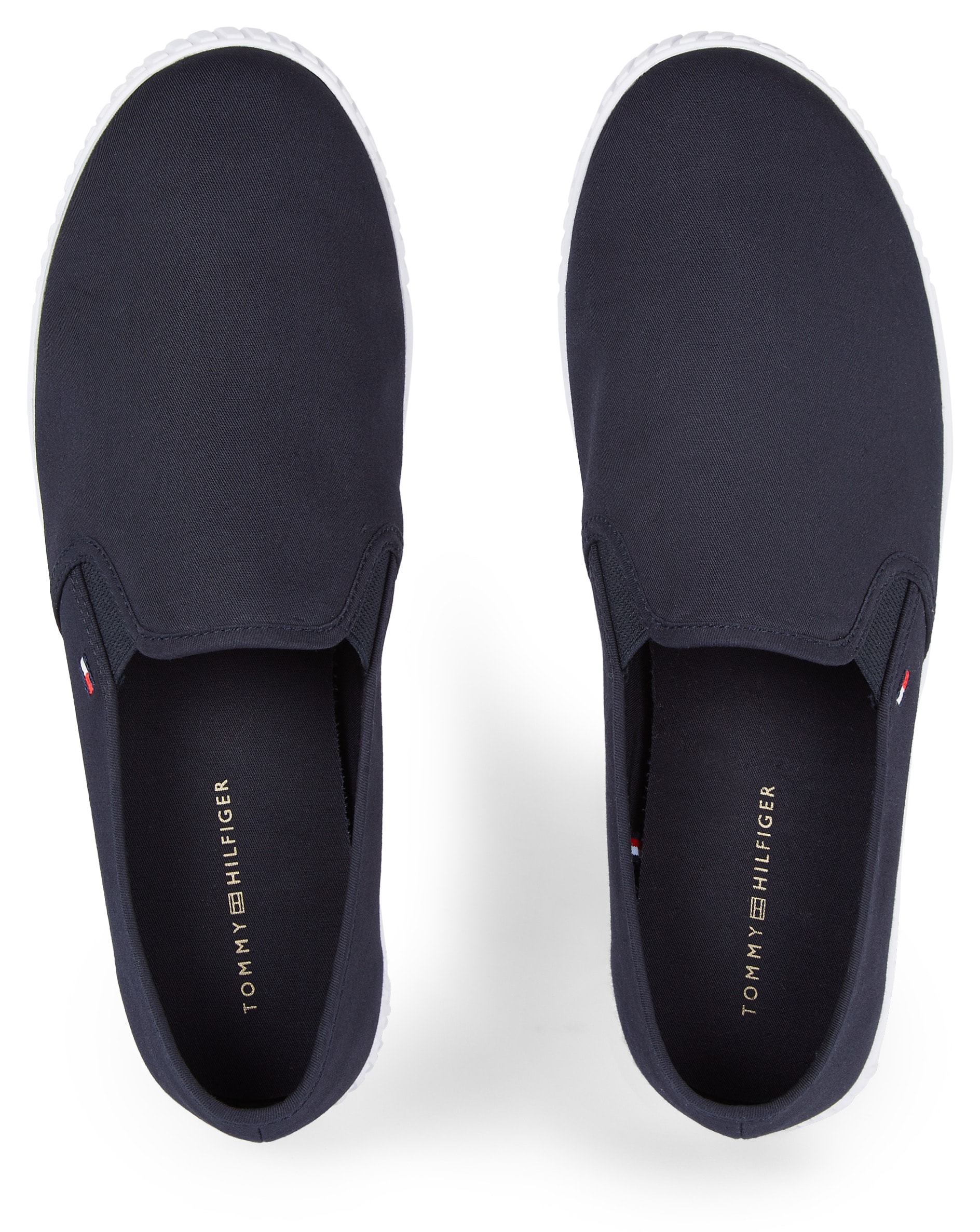 Tommy Hilfiger Slipper »CANVAS SLIP-ON SNEAKER«, Freizeitschuh, Slip On Sneaker, Sommerschuh mit Gummizug, schmale Form