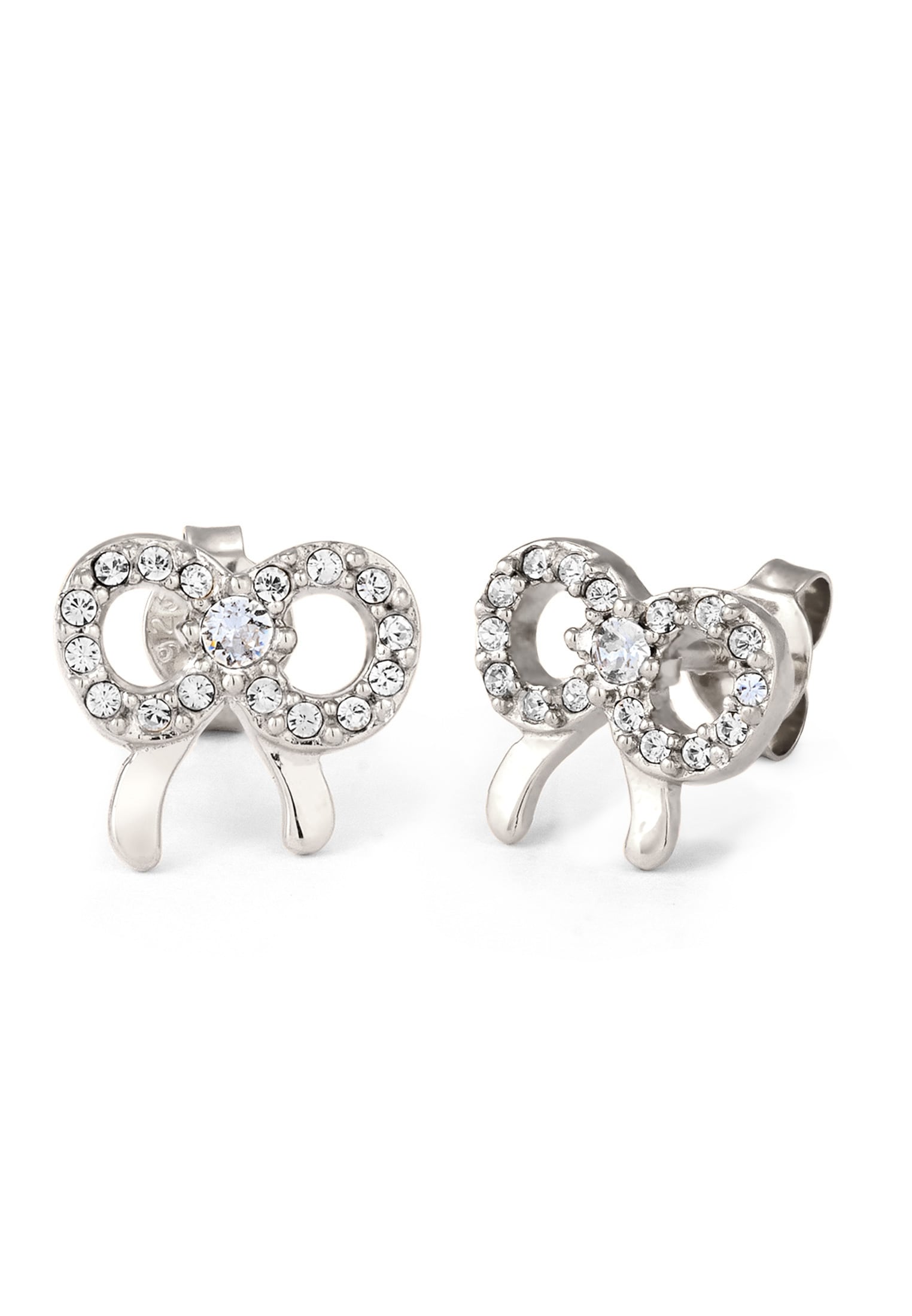 Elli Paar Ohrstecker »Ohrringe Ohrstecker Schleife Weiß 925 Silber vergoldet, mit Kristallen von Swarovski®«