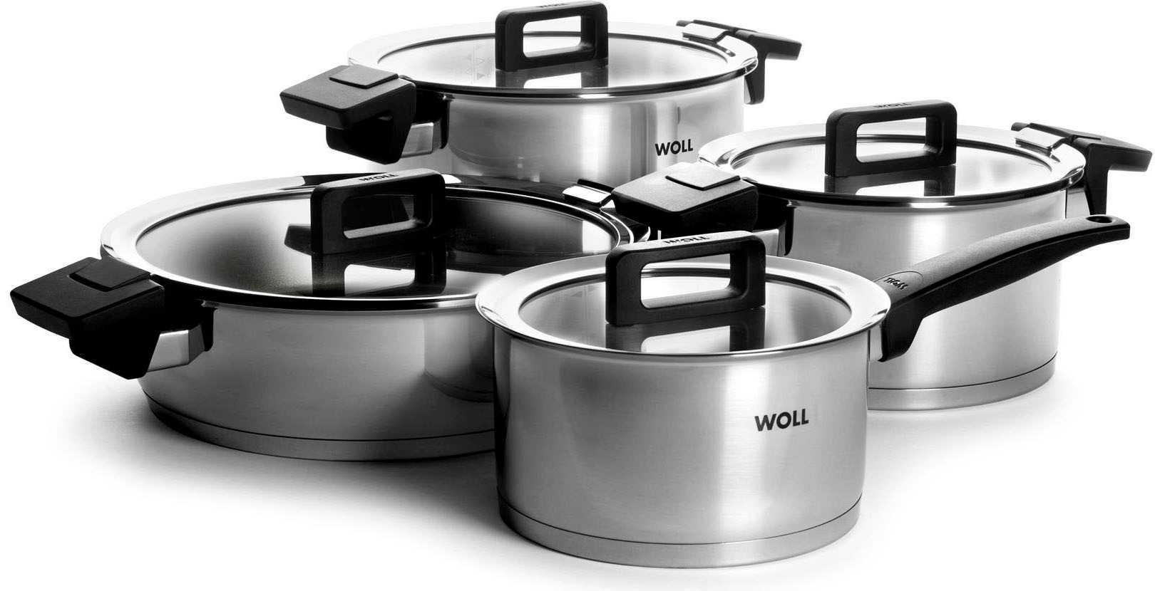 WOLL Topf-Set "Concept" Set, 1 Stieltopf 18 cm, je 1 Kochtopf 20/24 cm, 1 Bratentopf 28 cm, 8 Stk. tlg. Edelstahl 18/10