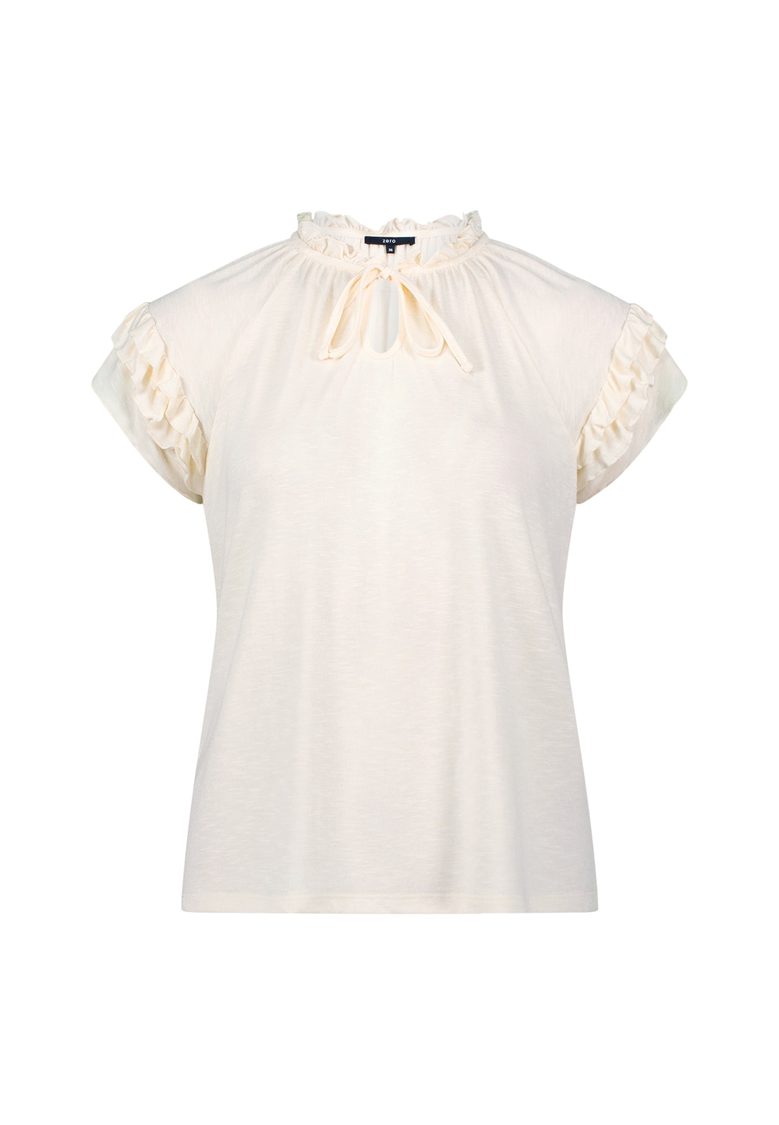 Zero Kurzarmshirt »zero Damen Shirt mit angeschnittenen Ärmeln«, (1 tlg.), Bindedetail