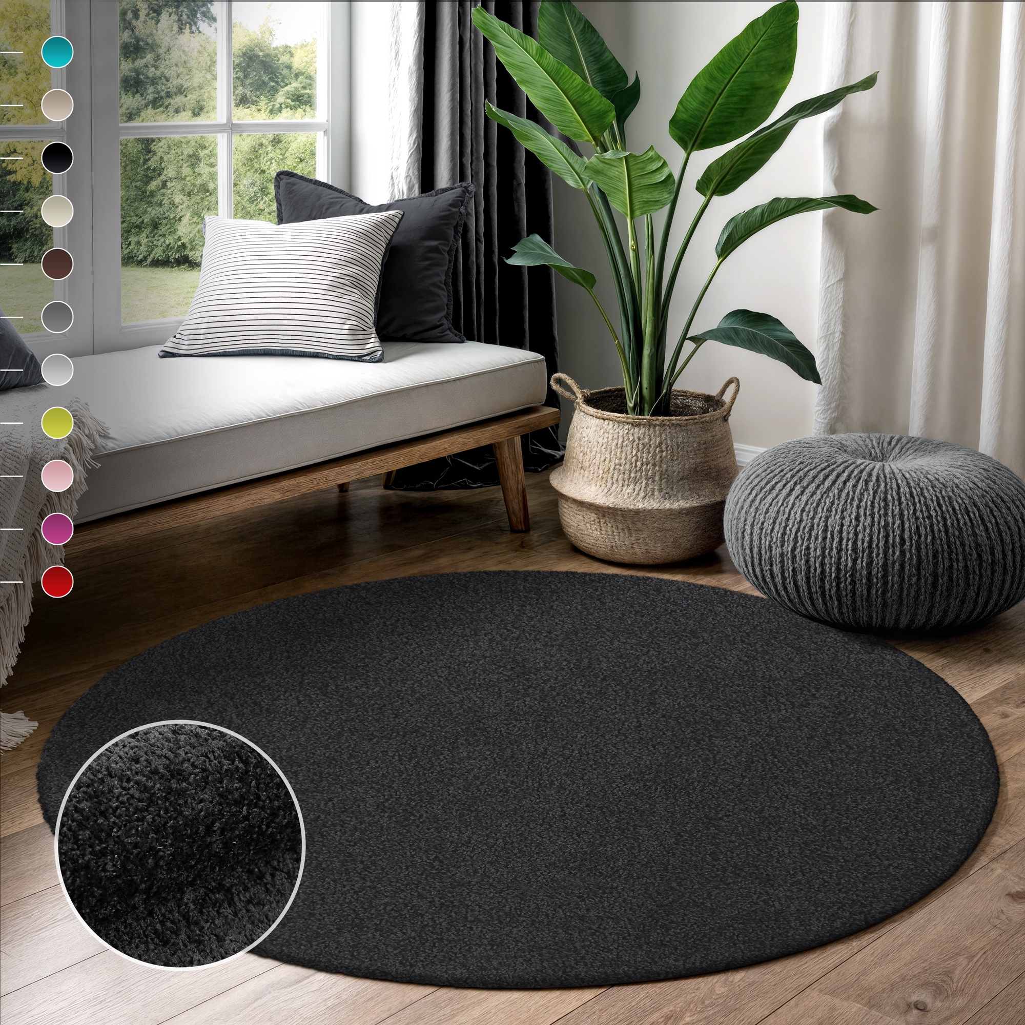 Sanat Hochflor-Teppich "LOCA, auch als Läufer und in Rund" rund 30 mm Höhe Wohnzimmer, Langflor, Shaggy, Schlafzimmer