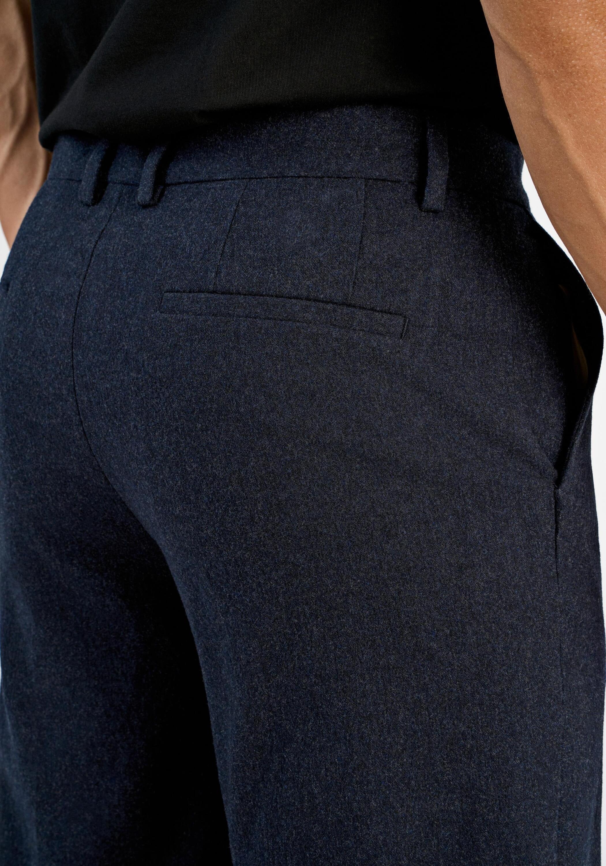 Anzughose LINDBERGH "Anzughose Relaxed Fit", Herren, Gr. M, dk blau mel, Obermaterial: 56% Polyester, 40% Wolle, 4% Elasthan; Futter: 55% Polyester, 45% Viskose, meliert, relaxed fit, Hosen Anzughose 3