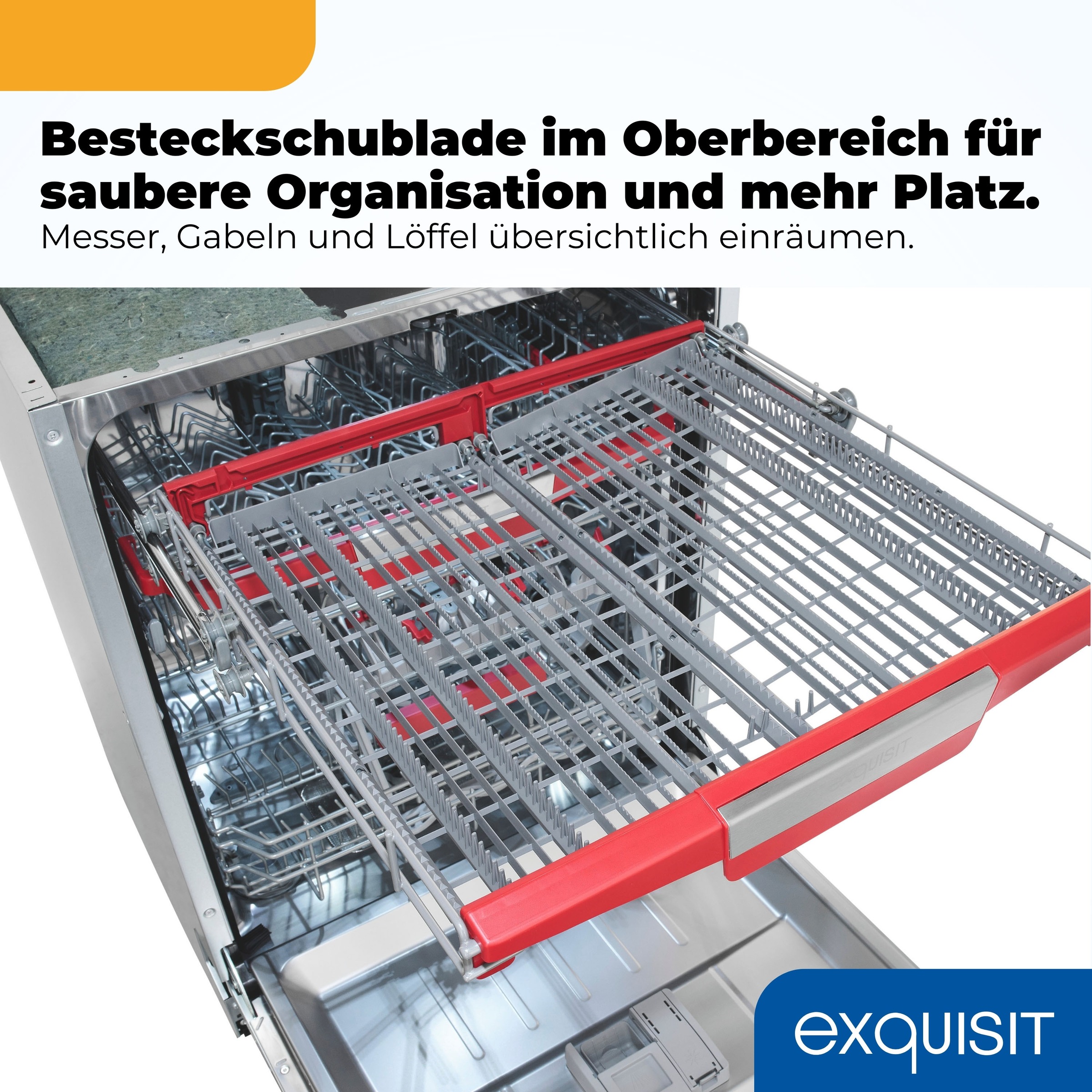 exquisit vollintegrierbarer Geschirrspüler 9614 »EGSP9614-E-030A inox« 9,5 l 14 tlg. Maßgedecke 14 Maßgedecke & flüsterleise 42 dB – stark und angenehm ruhig