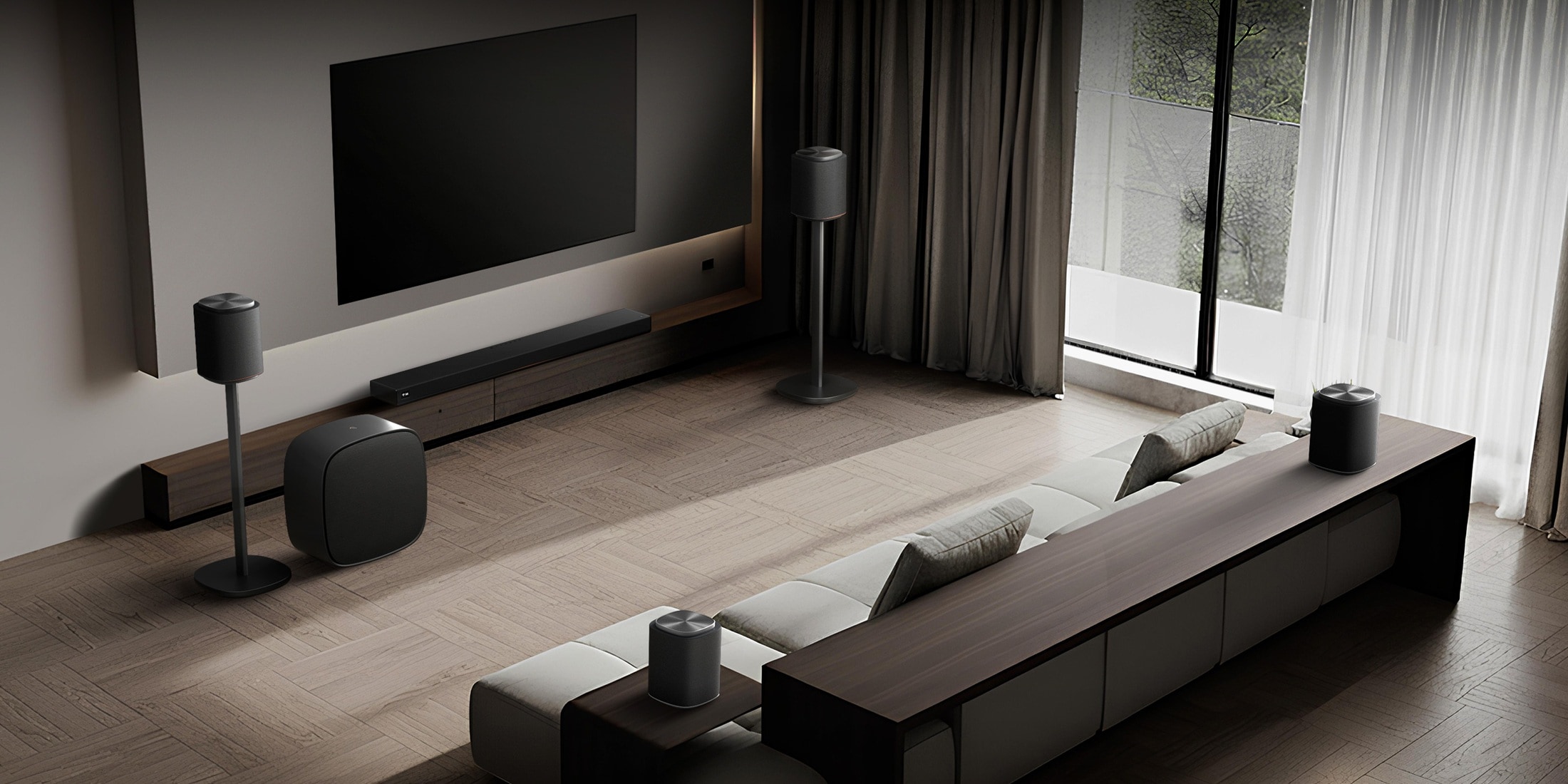 LG Soundbar »Sound Suite H7« 5.1.3 (Bluetooth | WLAN (WiFi) App-Steuerung | Equalizer | Lautstärkeanpassung | Nacht Modus | Pairing 500 W)