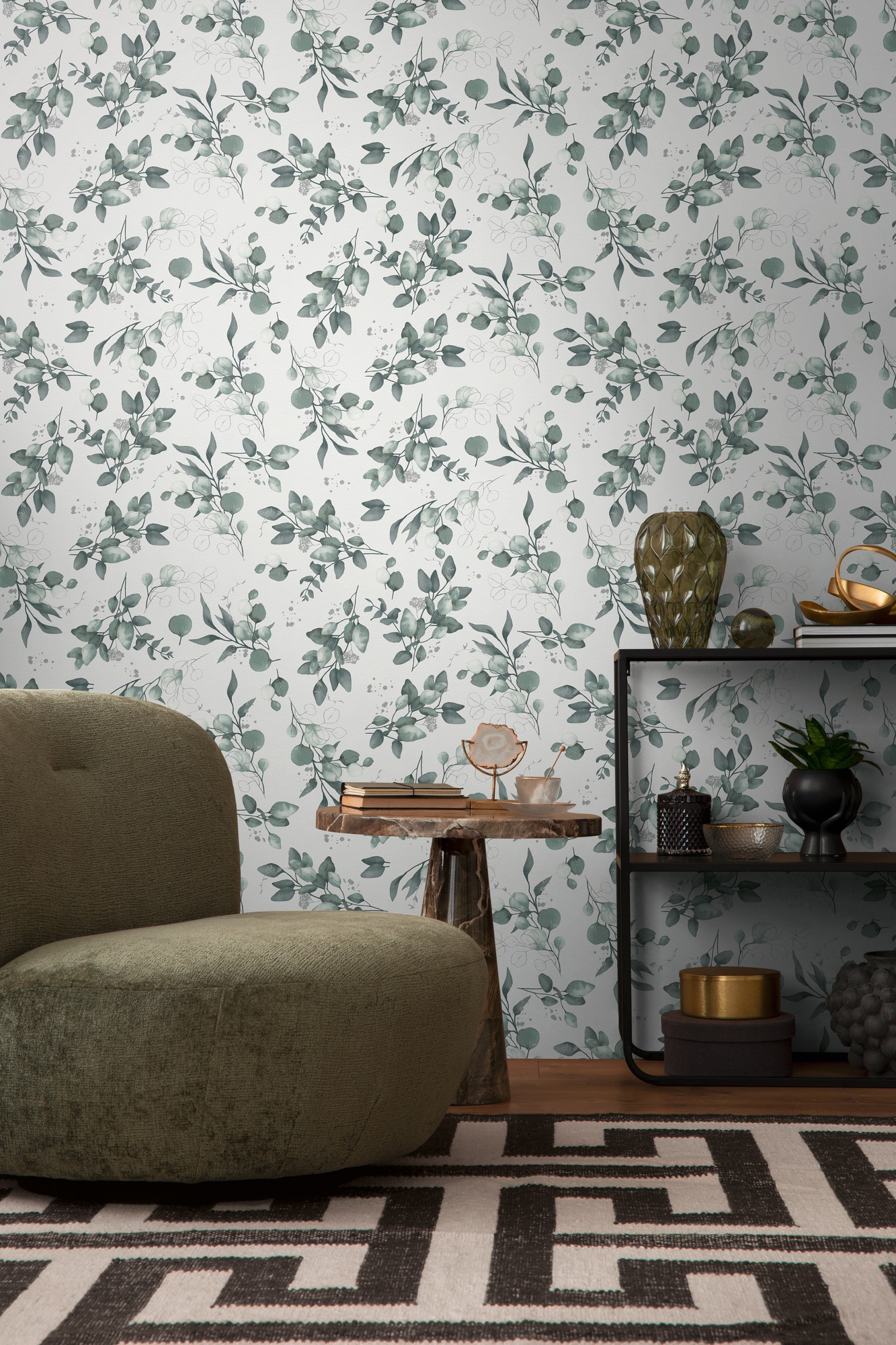 A.S. Création Vliestapete »Pure Elegance Blumen-Tapete Mustertapete Blümchen Blattmuster«, leicht glänzend, Vliestapete floral für Schlafzimmer Küche Wohnzimmer Blumen Design