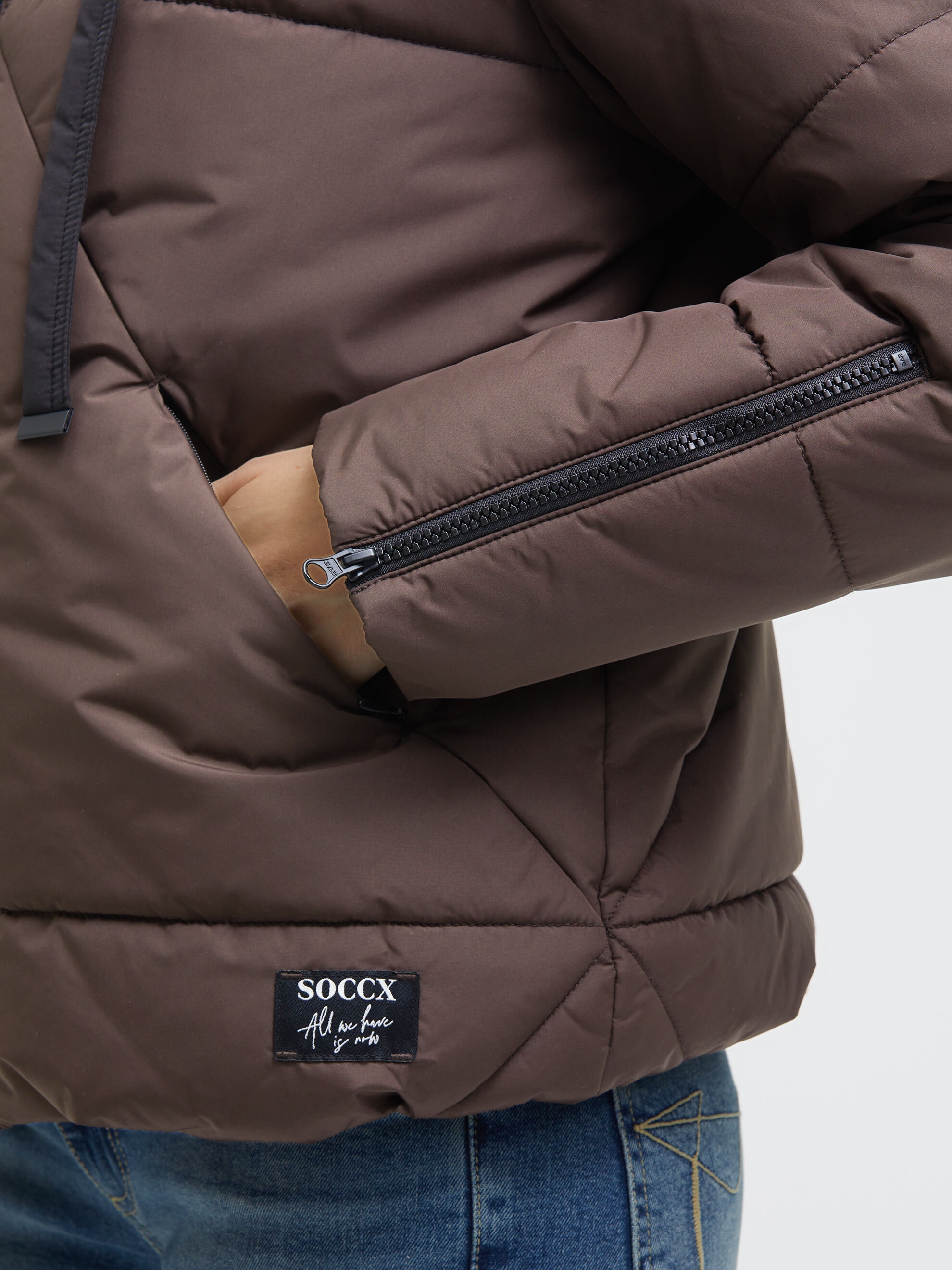SOCCX Winterjacke mit Kapuze mit Reißverschluss an den Einschubtaschen