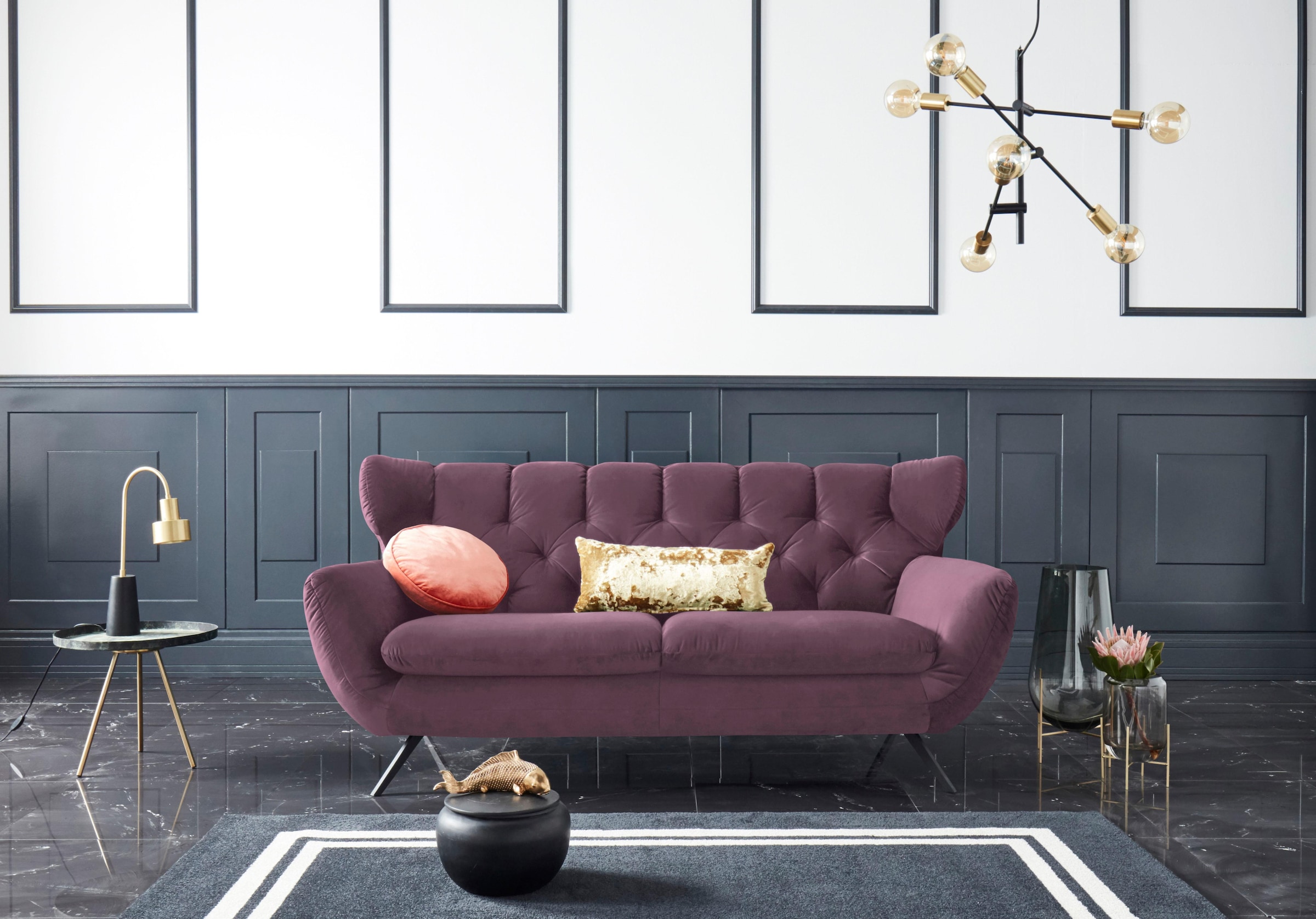 3C Candy 2,5-Sitzer »Beatrice, extravagantes Megasofa, bequem, Küchensofa«, mit Rückensteppung im Rautenmuster, in Samt Optik oder in Breitcord