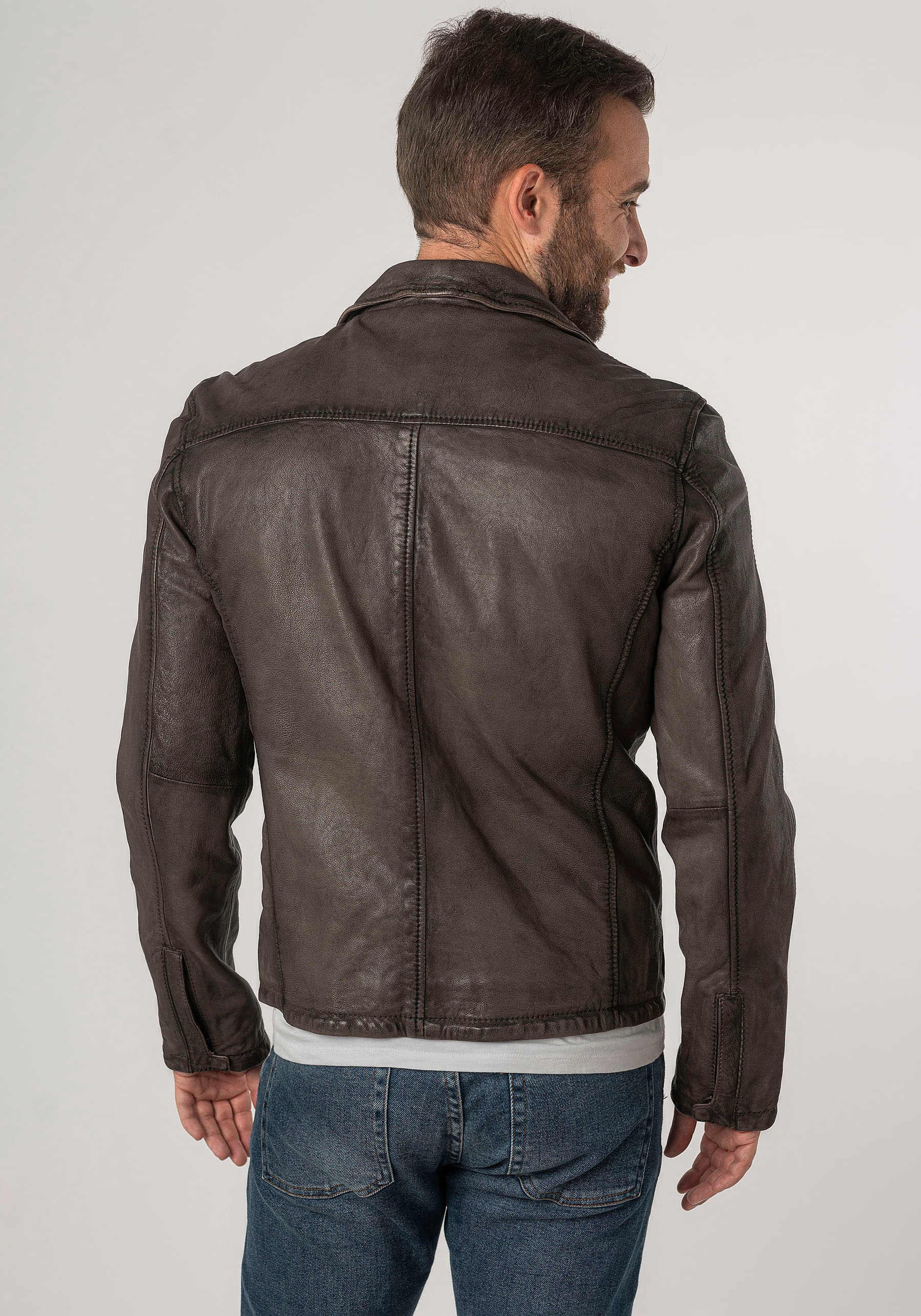 Mauritius Lederjacke »MMSantiago Antique«, mit Reißverschluss, Reißverschlusstaschen