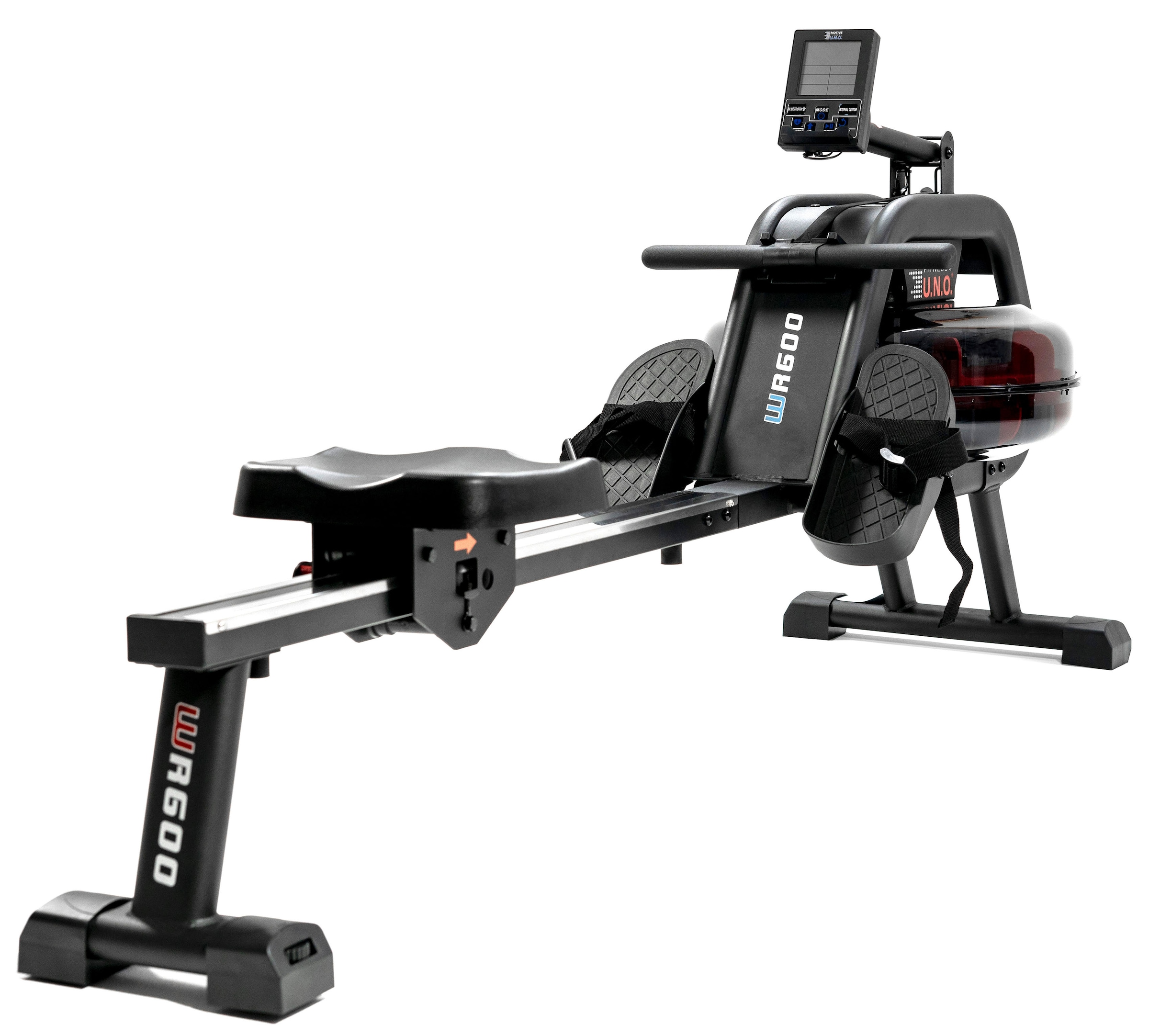 Rudergerät "WR 600", B:53cm H:88cm L:200cm, schwarz, MOTIVE FITNESS BY U.N.O., Rudergeräte, Rudermaschine, Wasserwiderstand, klappbar