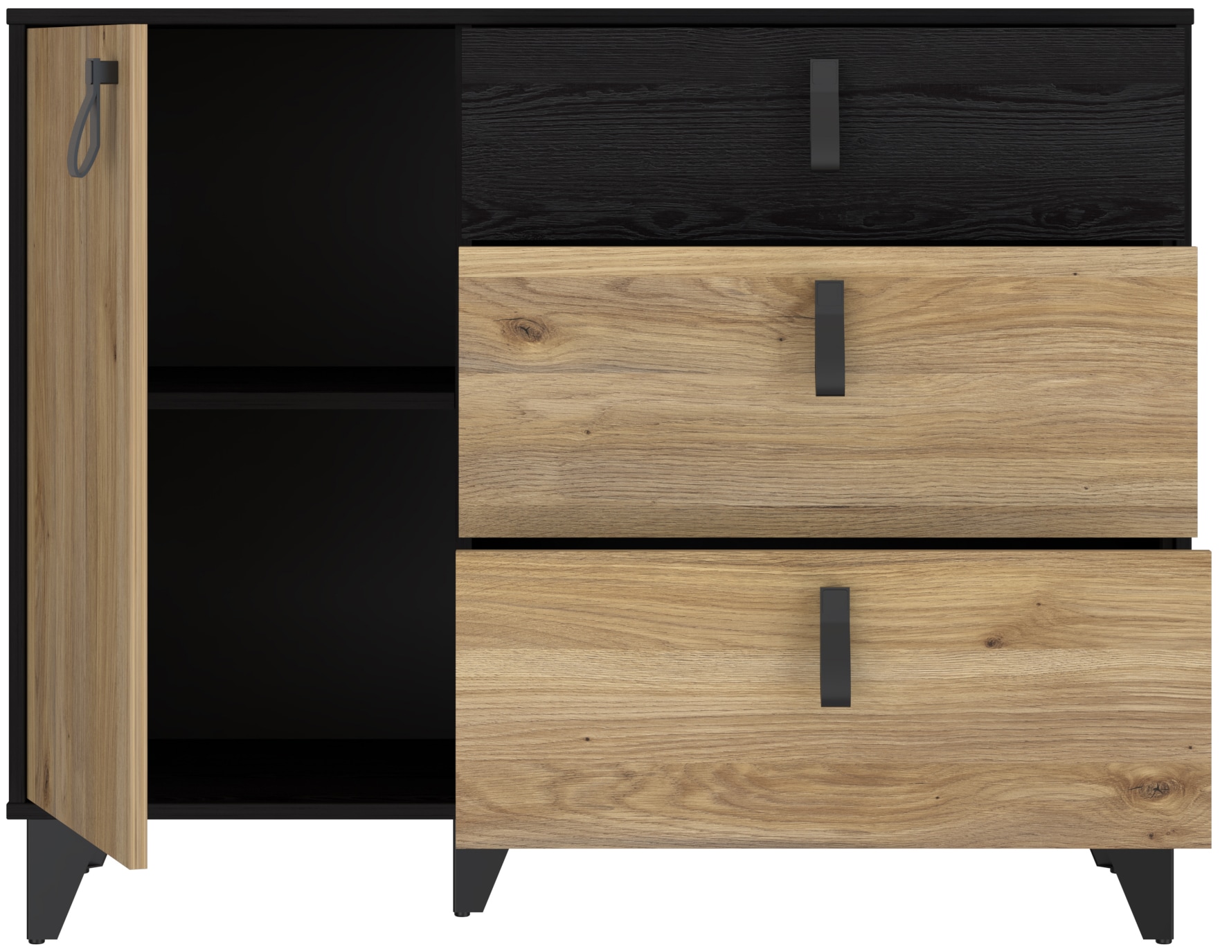 FORTE Sideboard »Lya«, Sideboard 3 Schubkästen, 1 Tür, Stauraum, Griffschlaufen