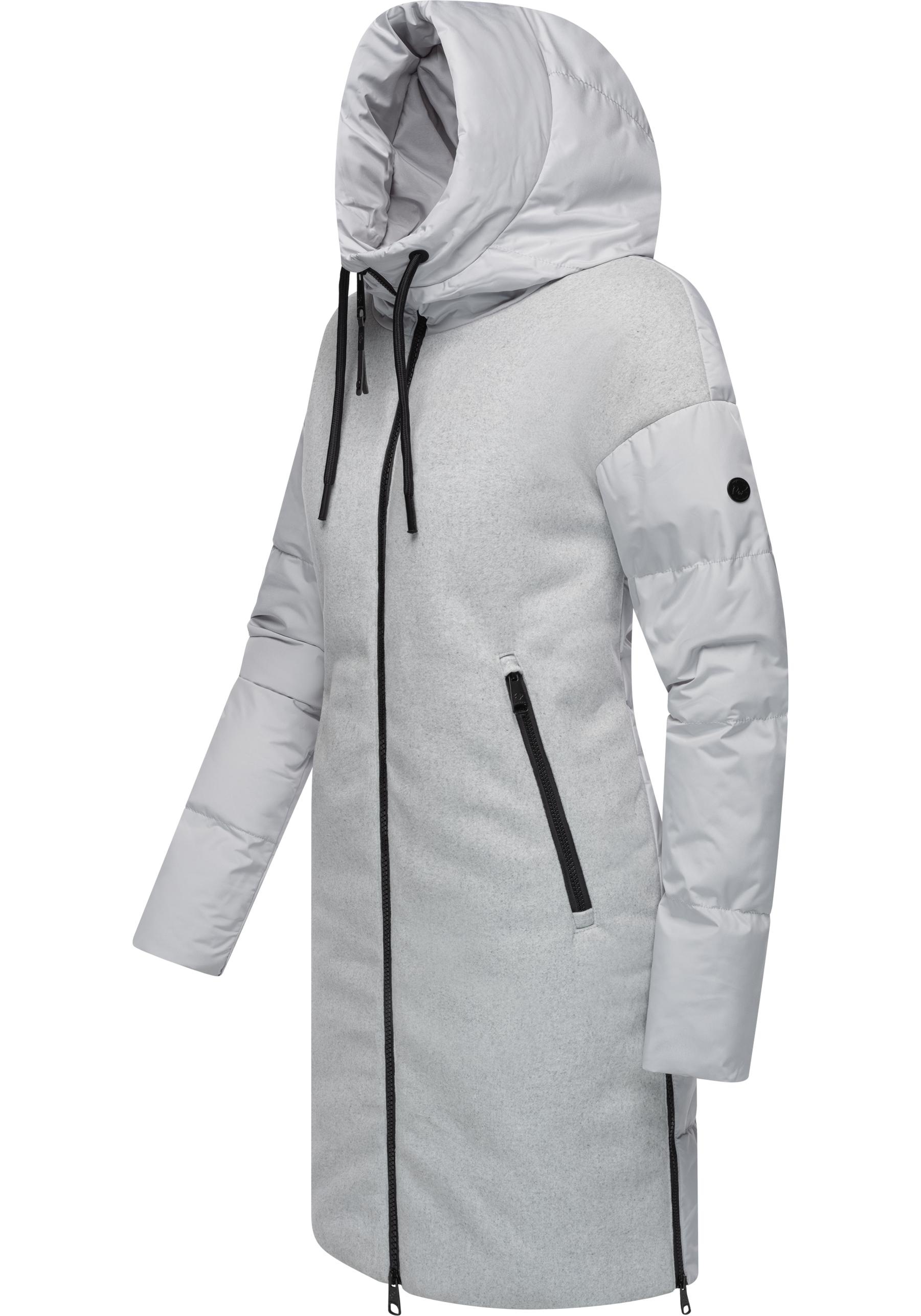 Ragwear Wintermantel »Jumana«, Damen Mantel aus modernem Materialmix mit Kapuze