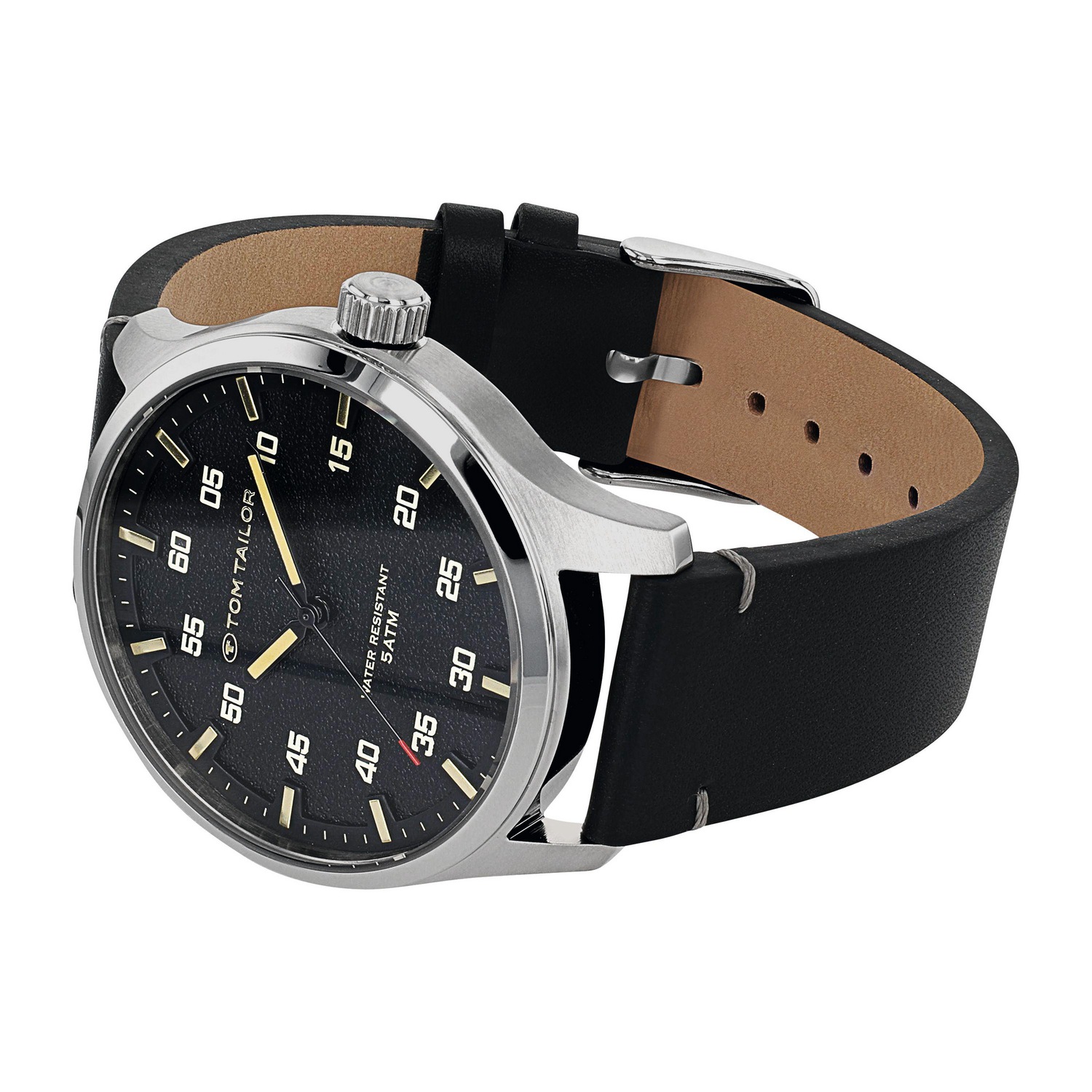 TOM TAILOR Quarzuhr Armbanduhr, Herrenuhr, Lederarmband, analog